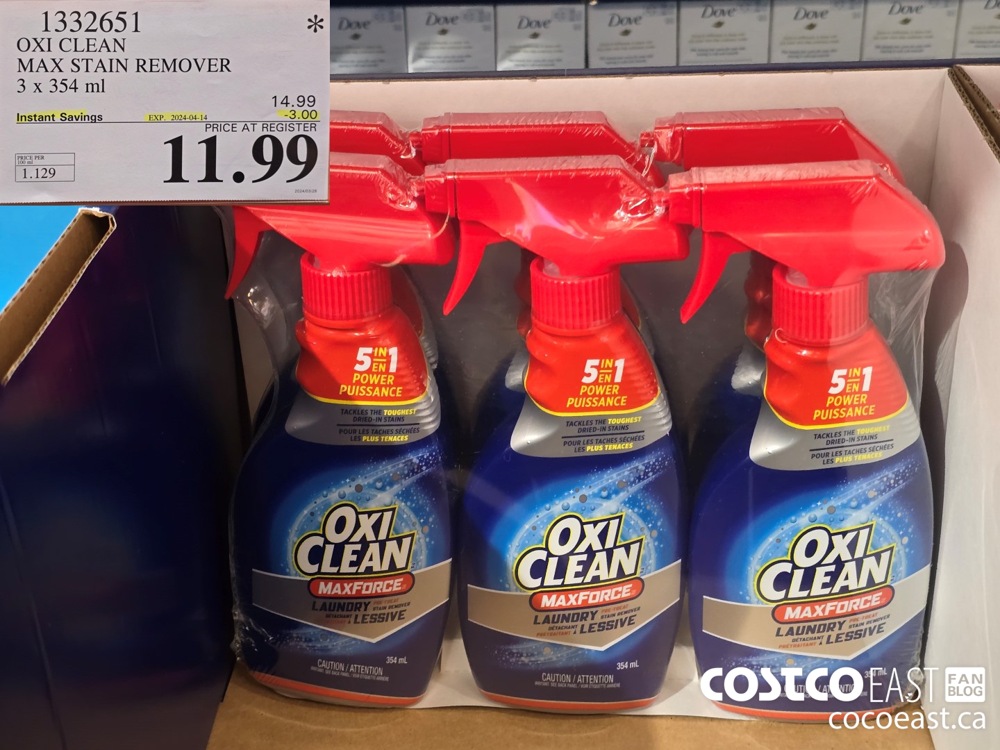 1332651 OXI CLEAN MAX STAIN REMOVER 3 x 354 mL ($3.00 INSTANT SAVINGS EXPIRES ON 2024-04-14) $11.99