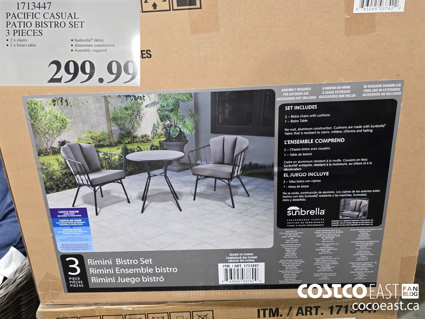 1713447 PACIFIC CASUAL PATIO BISTRO SET 3 PIECES $299.99