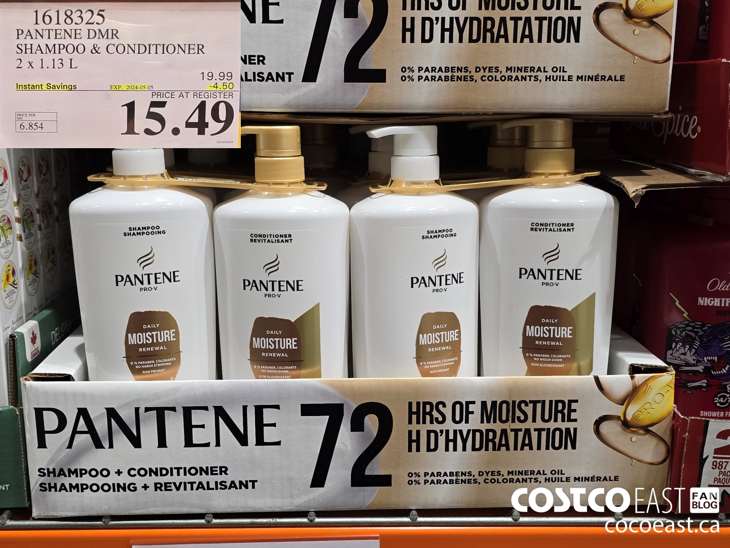 1618325 PANTENE DMR SHAMPOO & CONDITIONER 2 x 1.13L ($4.50 INSTANT SAVINGS EXPIRES ON 2024-05-05) $15.49