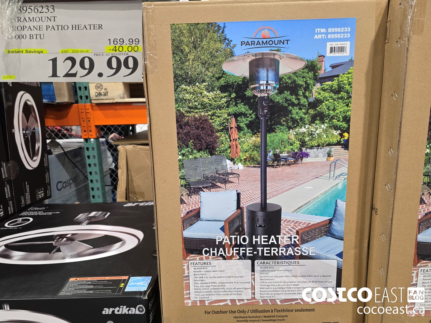 8956233 PARAMOUNT PROPANE PATIO HEATER 46000 BTU  ($40.00 INSTANT SAVINGS EXPIRES ON 2024-04-14) $129.99