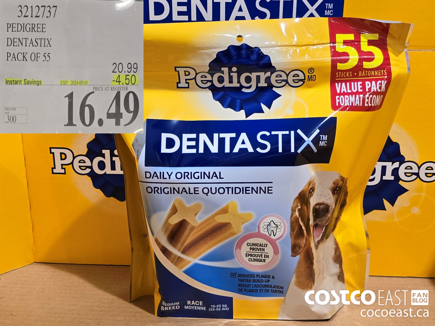 3212737 PEDIGREE DENTASTIX pack of 55 ($4.50 INSTANT SAVINGS EXPIRES ON 2024-05-05) $16.49