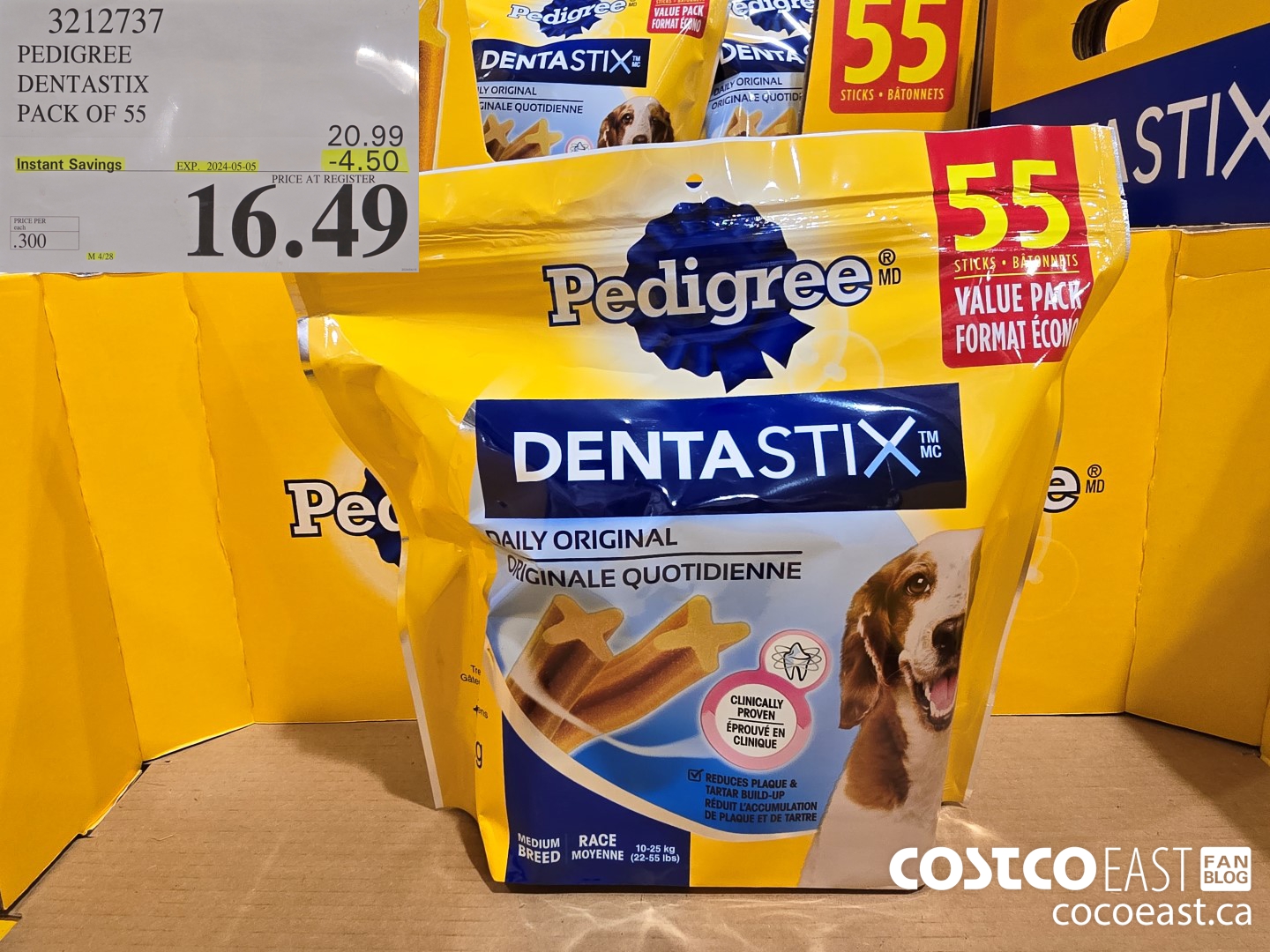 3212737 PEDIGREE DENTASTIX pack of 55 ($4.50 INSTANT SAVINGS EXPIRES ON 2024-05-05) $16.49