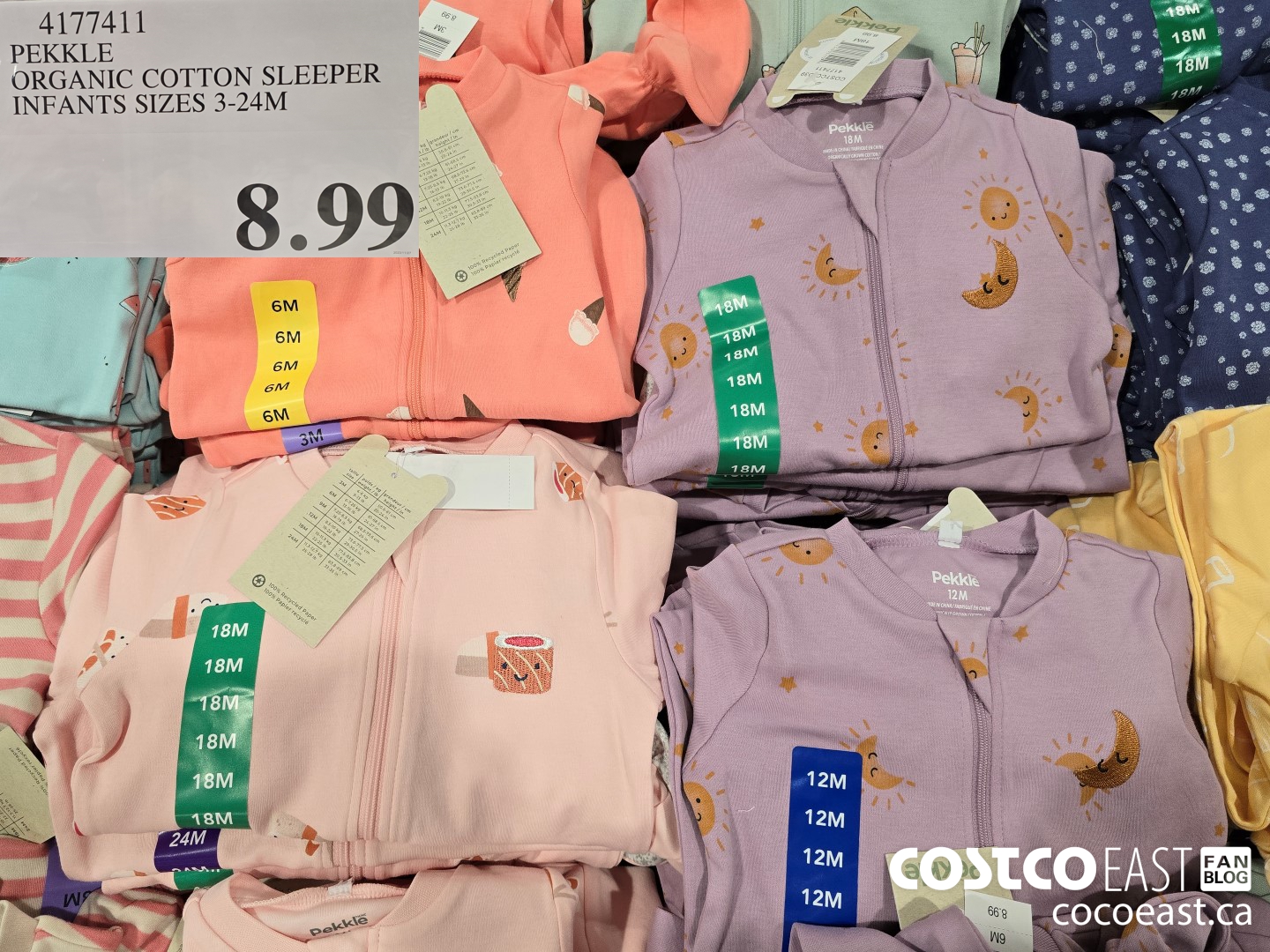 4177411 PEKKLE ORGANIC COTTON SLEEPER INFANTS SIZES 3-24M $8.99