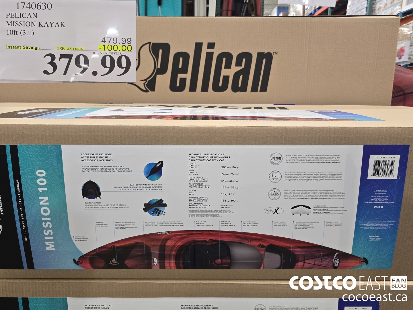 1740630 PELICAN MISSION KAYAK 10ft (3m) ($100.00 INSTANT SAVINGS EXPIRES ON 2024-04-07) $379.99