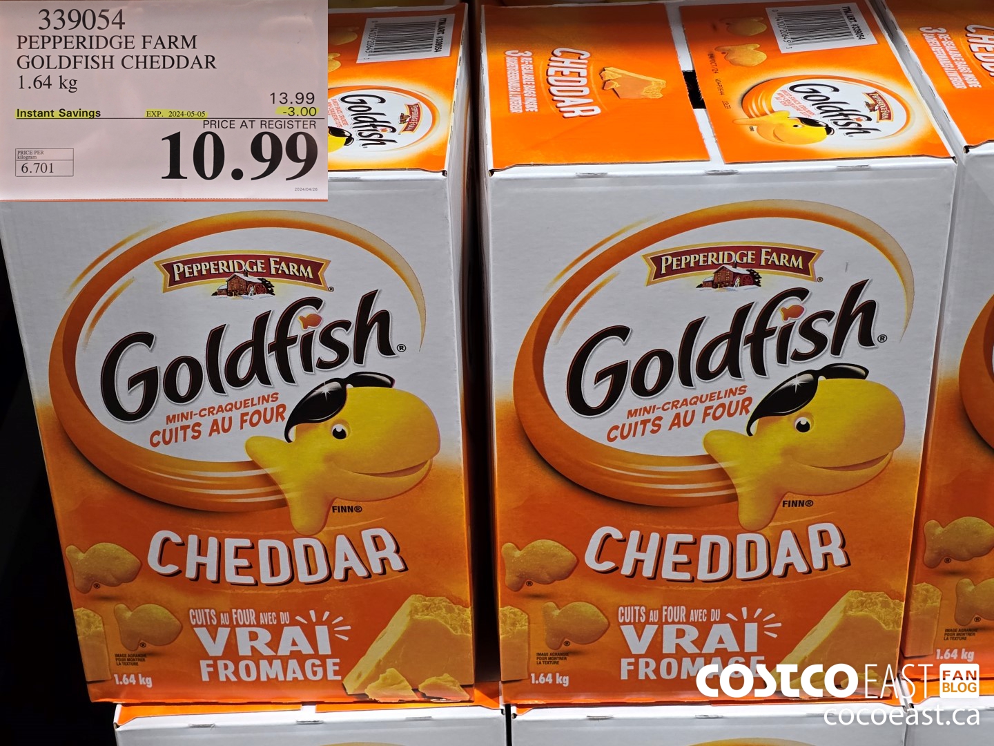 339054 PEPPERIDGE FARM GOLDFISH CHEDDAR 1.64 KG ($3.00 INSTANT SAVINGS EXPIRES ON 2024-05-05) $10.99