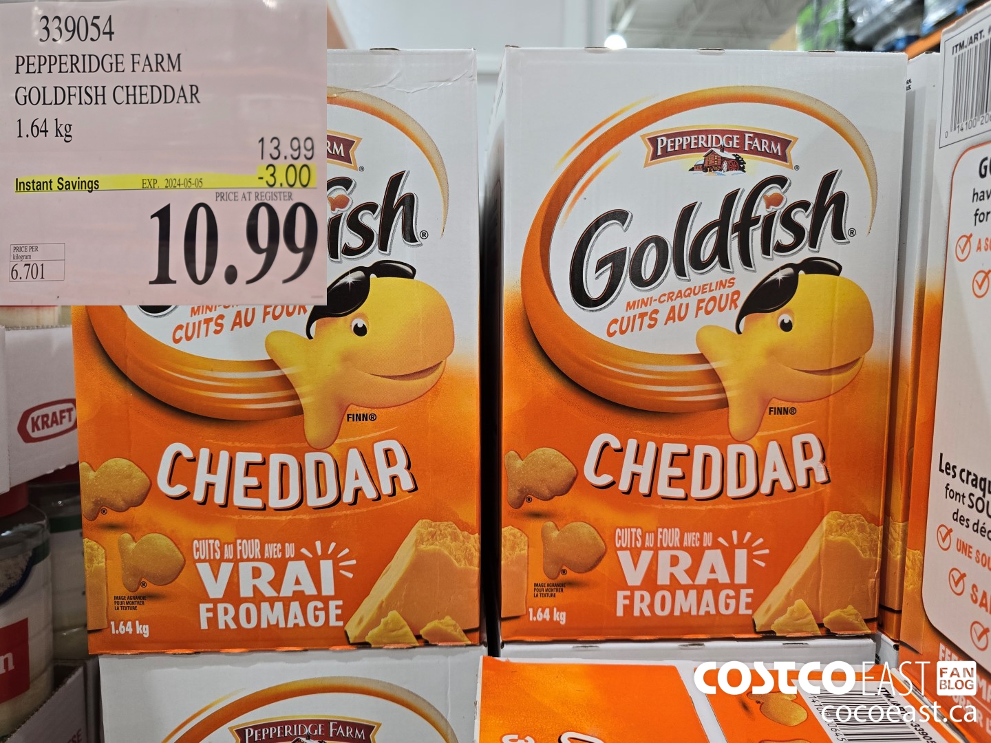 339054 PEPPERIDGE FARM GOLDFISH CHEDDAR 1.64 KG ($3.00 INSTANT SAVINGS EXPIRES ON 2024-05-05) $10.99