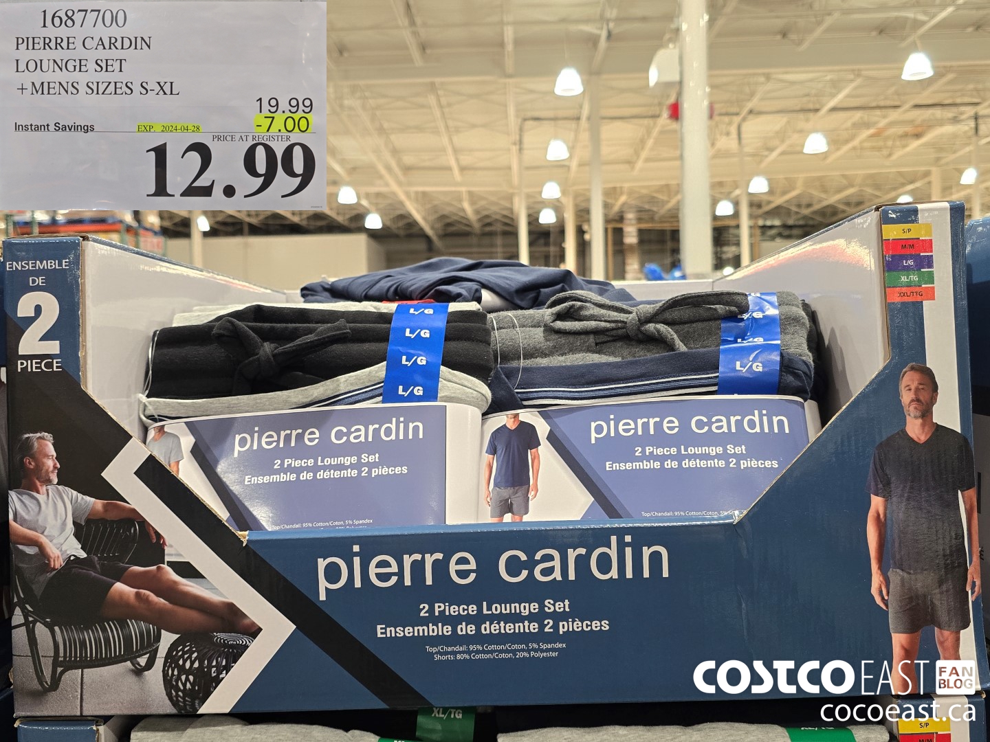 1687700 PIERRE CARDIN LOUNGE SET +MENS SIZES S-XXL ($7.00 INSTANT SAVINGS EXPIRES ON 2024-04-28) $12.99