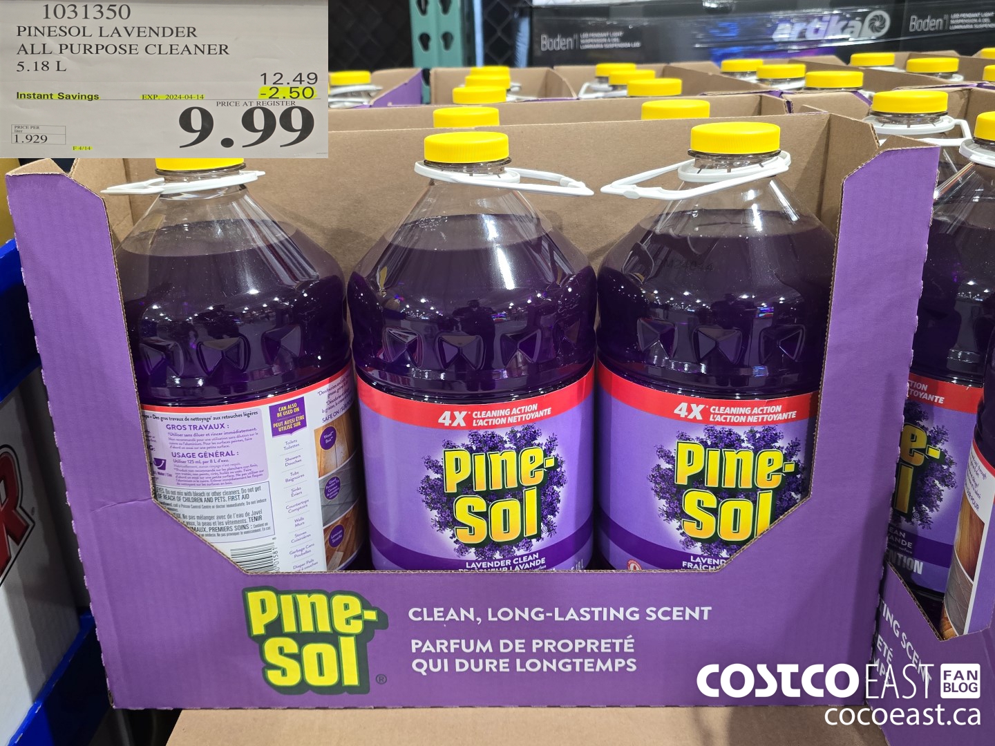 1031350 PINESOL LAVANDER ALL PURPOSE CLEANER 5.18 L ($2.50 INSTANT SAVINGS EXPIRES ON 2024-04-14) $9.99