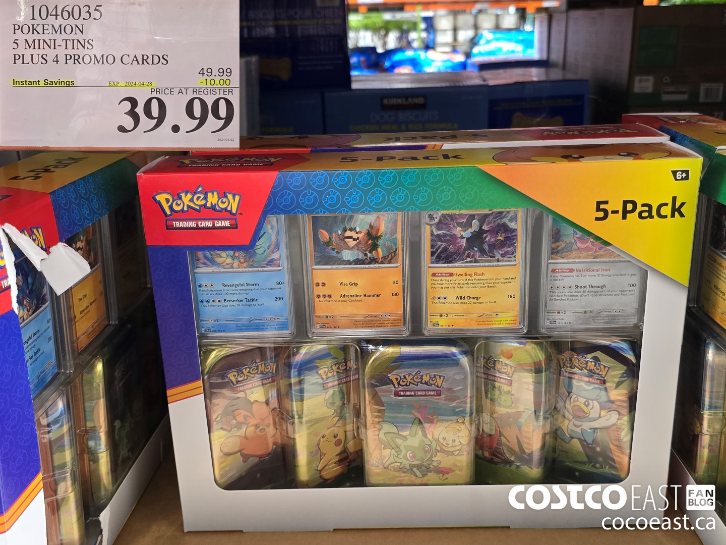 1046035 POKEMON 5 MINI-TINS PLUS 4 PROMO CARDS 2024-0-28 ($10.00 INSTANT SAVINGS) $39.99