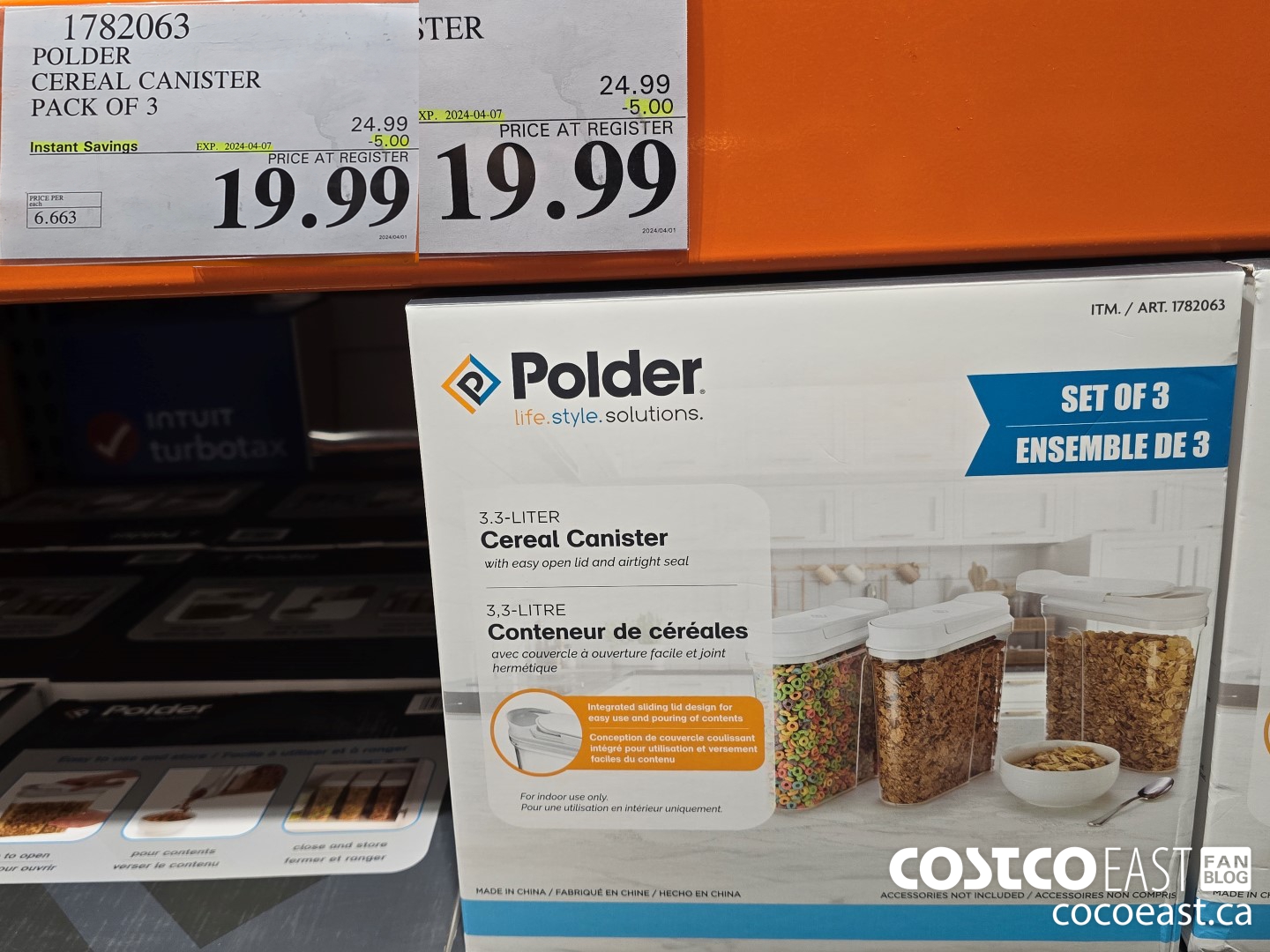 1782063 POLDER CEREAL CANISTER PACK OF 3 ($5.00 INSTANT SAVINGS EXPIRES ON 2024-04-07) $19.99