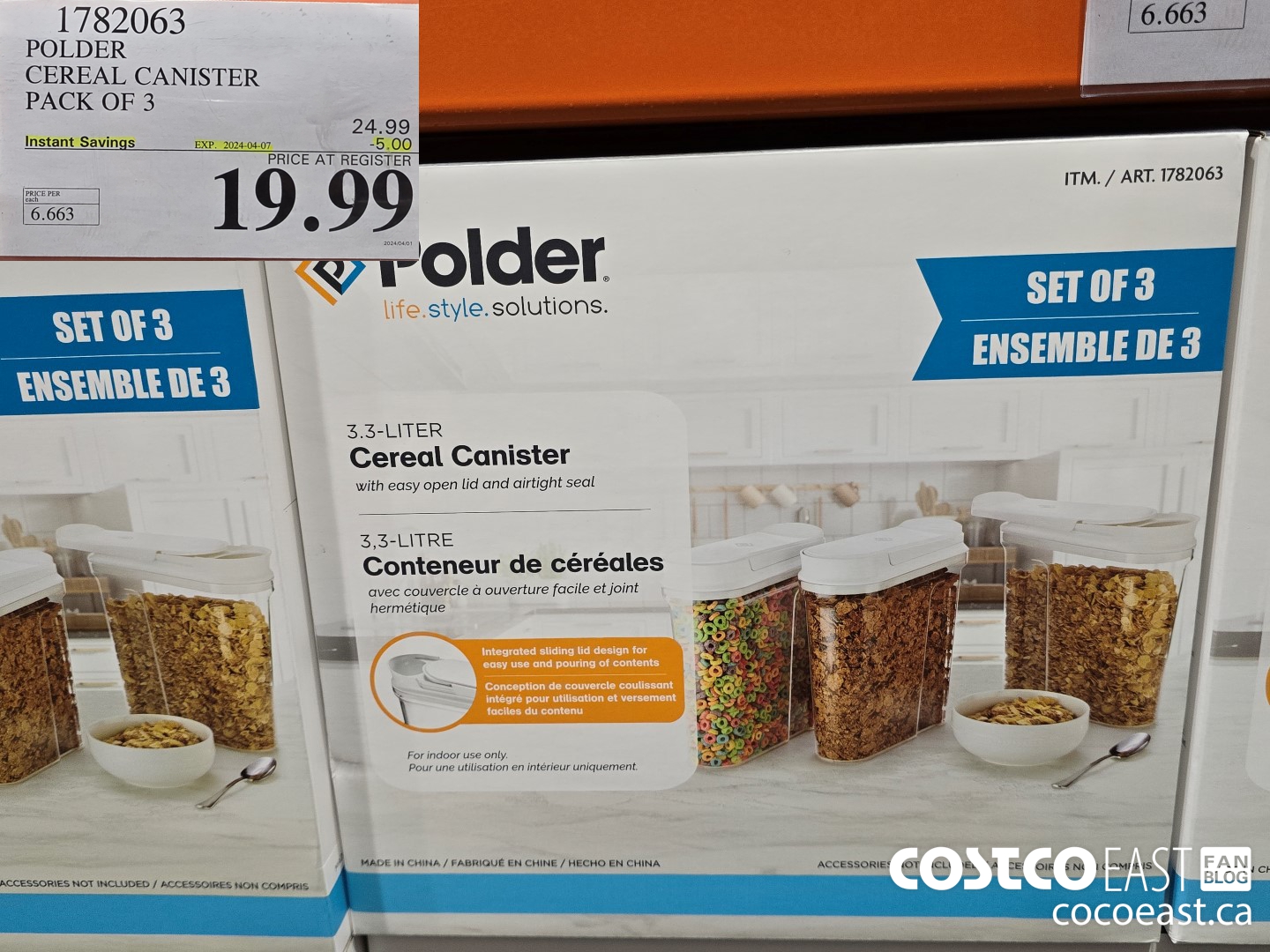 1782063 POLDER CEREAL CANISTER PACK OF 3 ($5.00 INSTANT SAVINGS EXPIRES ON 2024-04-07) $19.99
