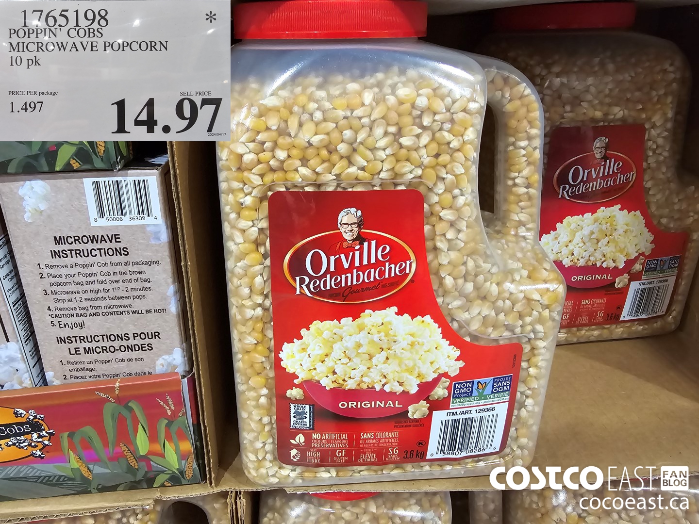 1765198 POPPIN’ COBS MICROWAVE POPCORN 10 PK $14.97