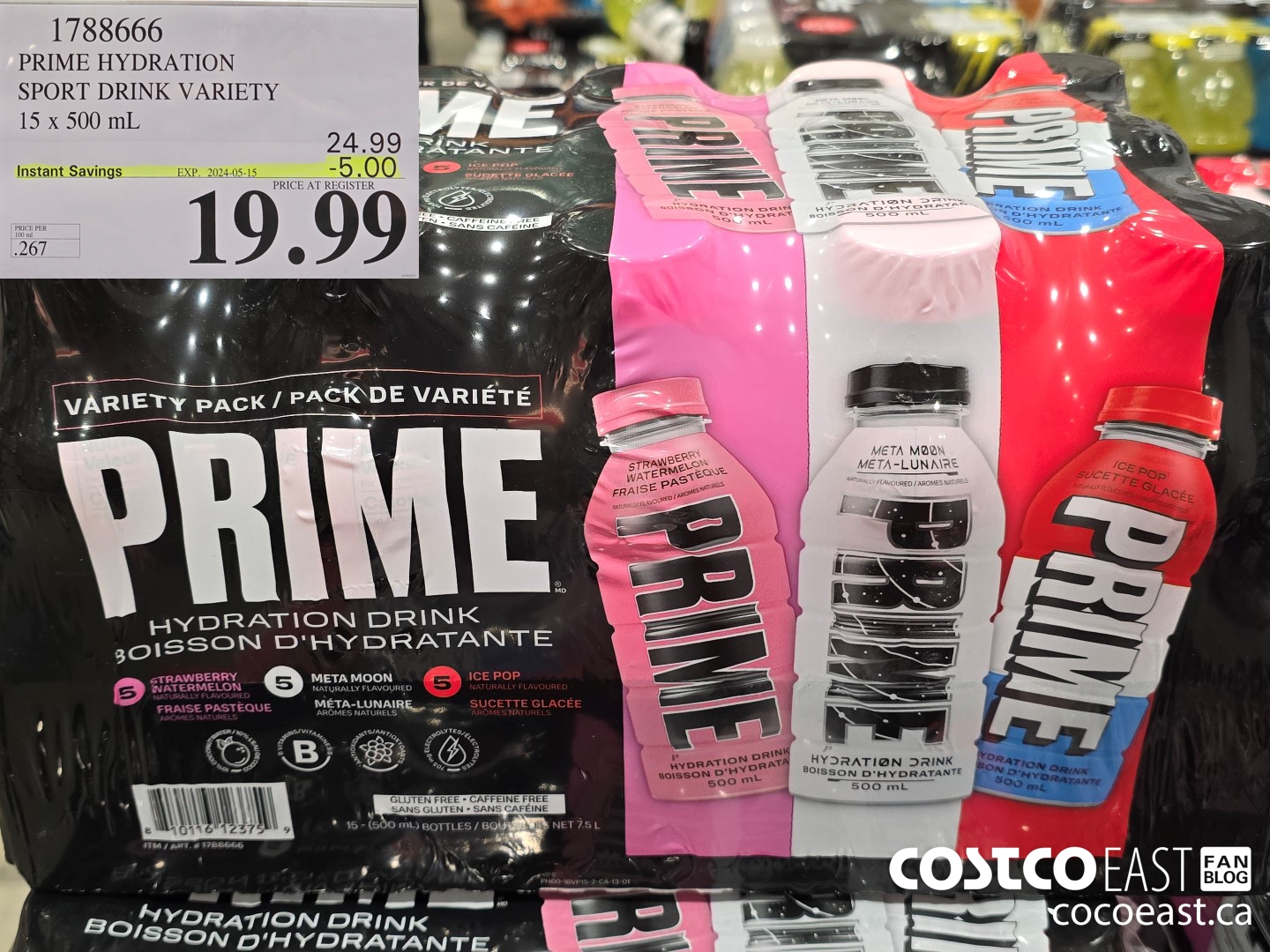 1788666 PRIME HYDRATION SPORT DRINK VARIETY 15 x 500 mL ($5.00 INSTANT SAVINGS EXPIRES ON 2024-05-15) $19.99