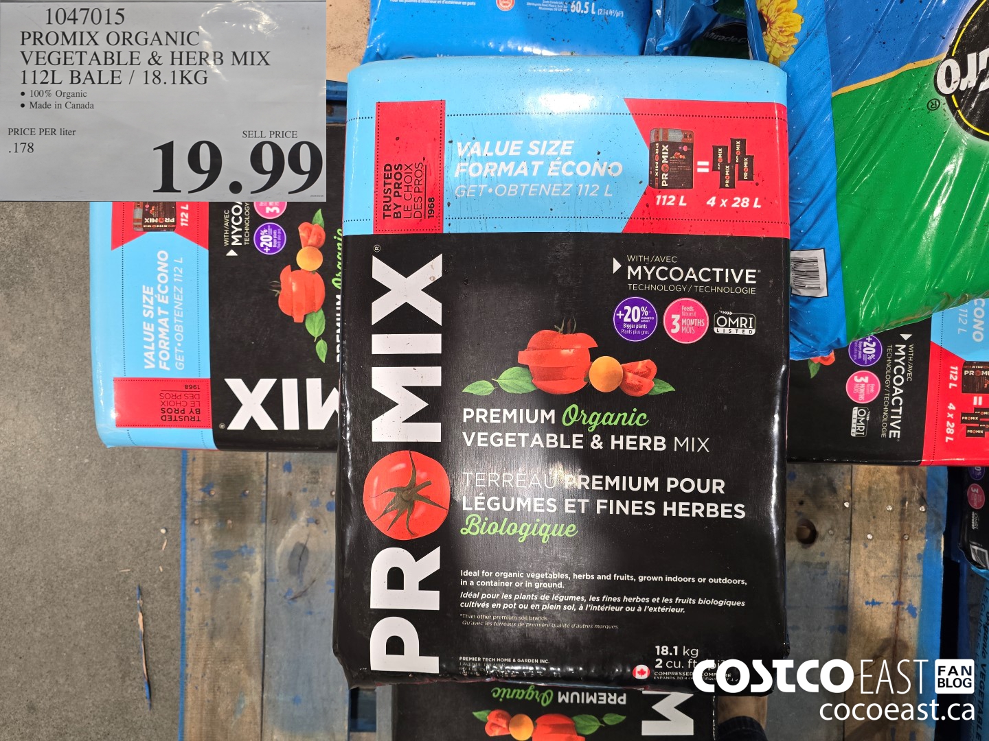 1047015 PROMIX ORGANIC VEGETABLE & HERB MIX 112L BALE / 18.1KG $19.99