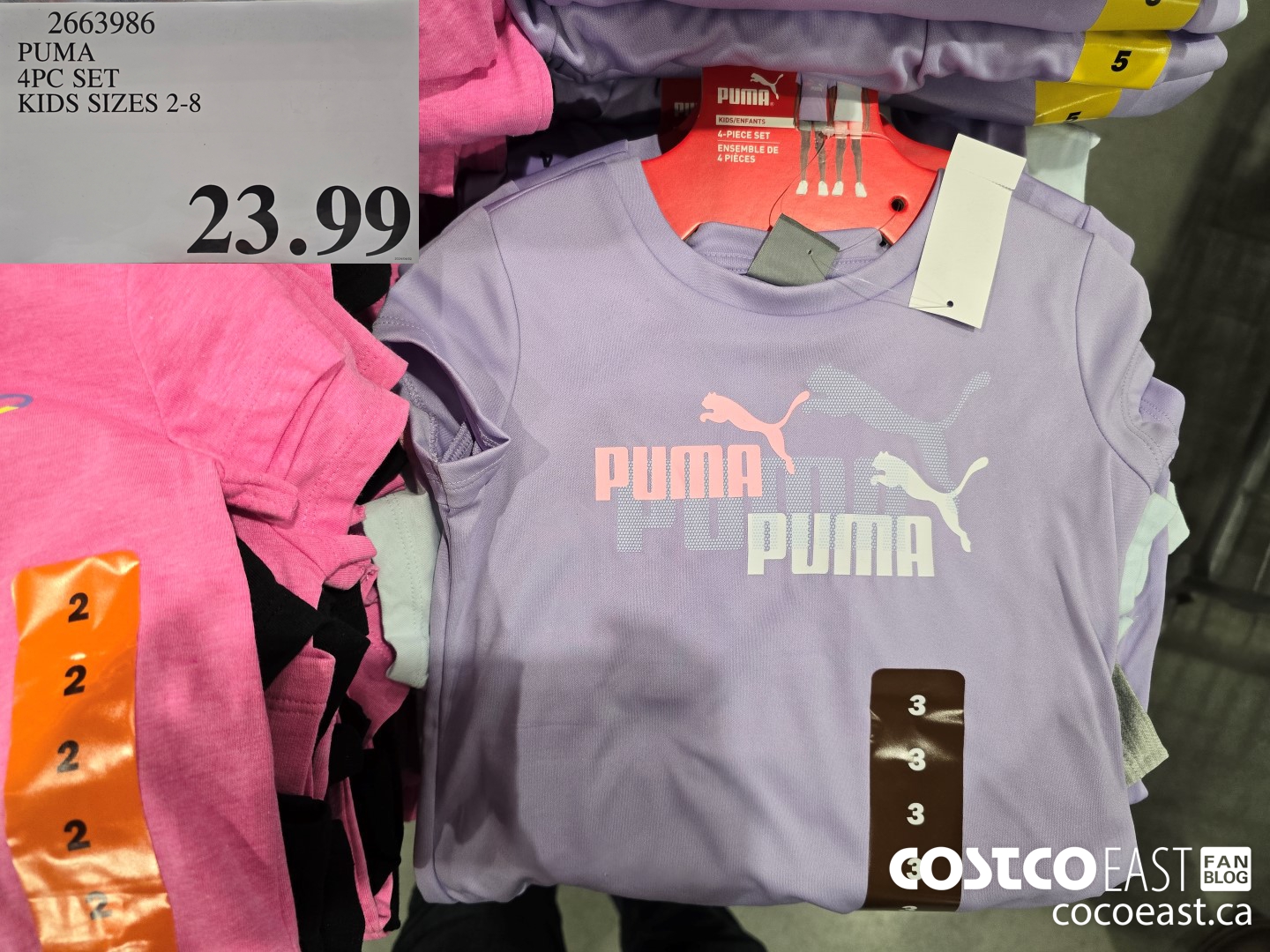 2663986 PUMA 4PC SET KIDS SIZES 2-8 $23.99