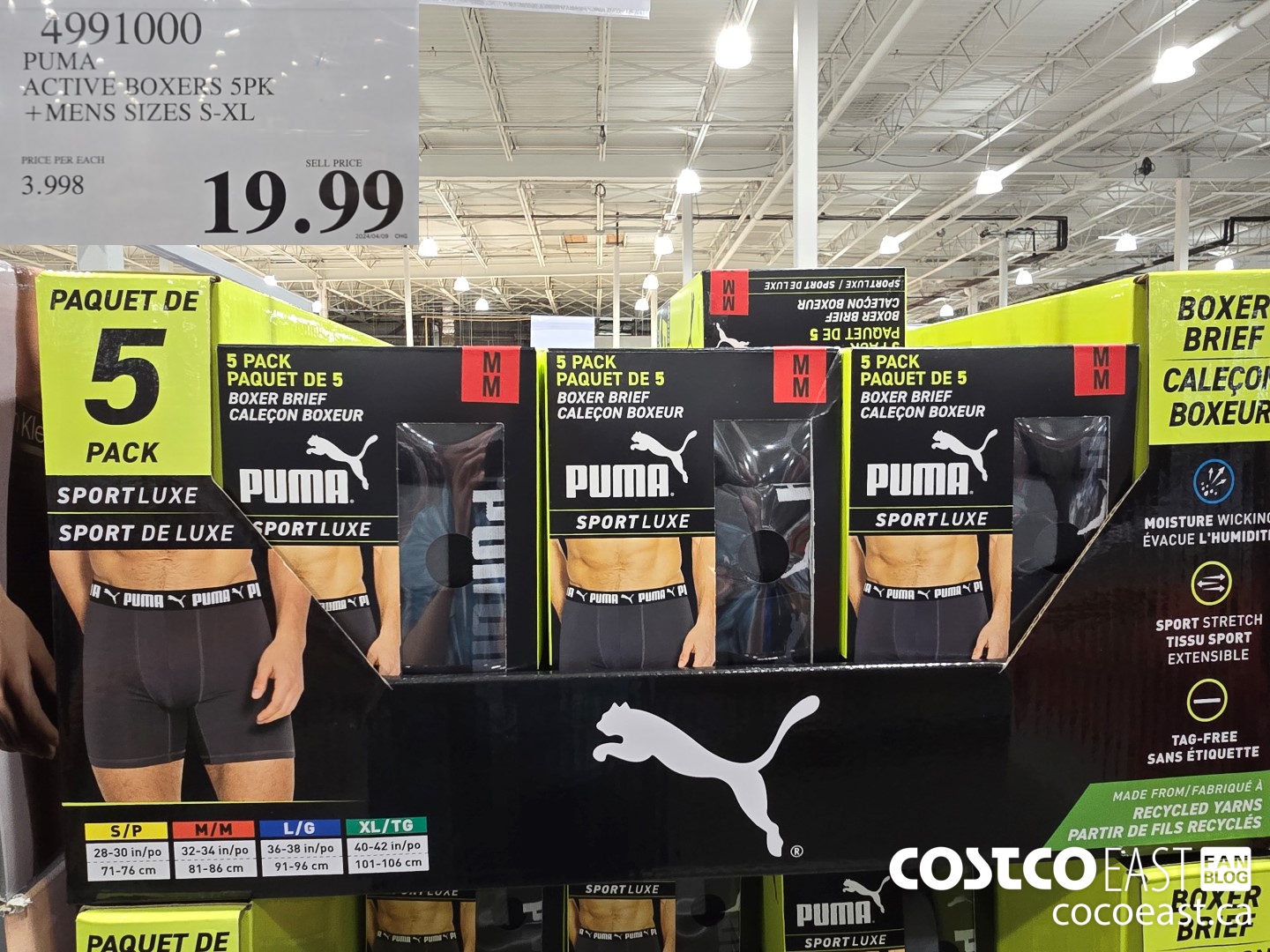 4991000 PUMA ACTIVE BOXER 5PK +MENS SIZES S-XL $19.99