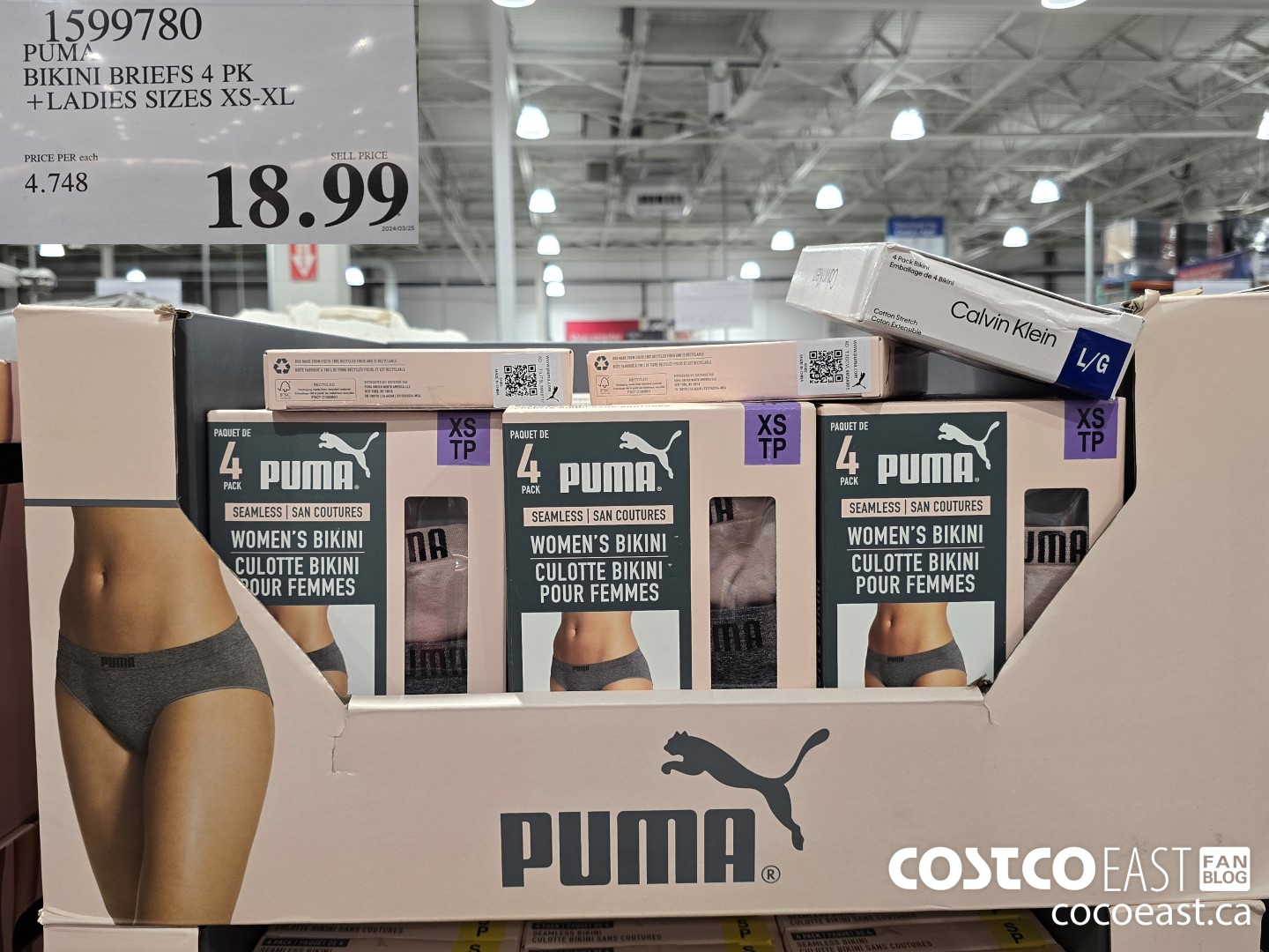 1599780 PUMA BIKINI 4PK + LADIES SIZES XS-XL $18.99