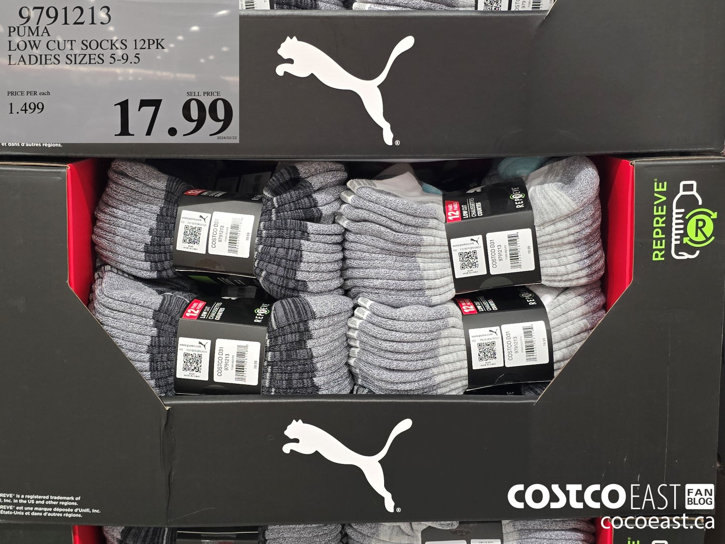 9791213 PUMA LOW CUT SOCKS 12PK LADIES SIZES 5-9.5 $17.99