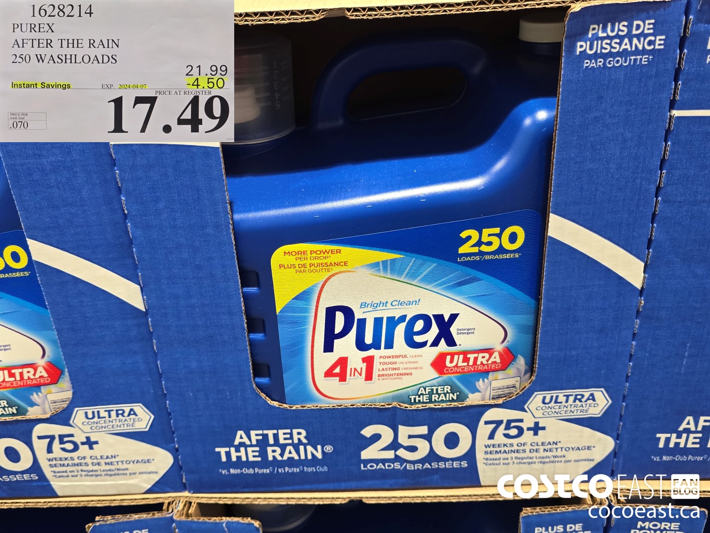 1628214 PUREX AFTER THE RAIN 250 washloads ($4.50 INSTANT SAVINGS EXPIRES ON 2024-04-07) $17.49