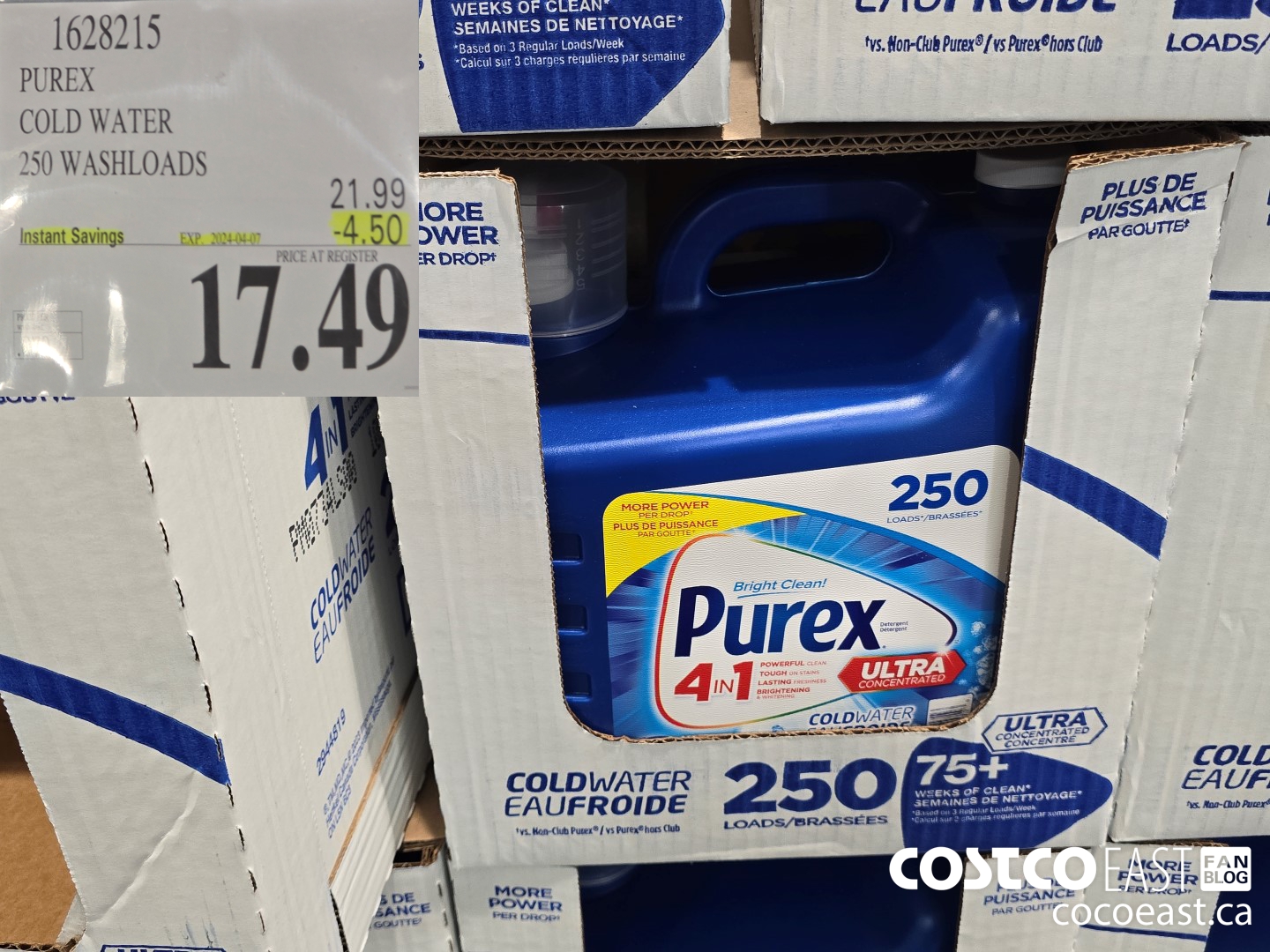 1628215 PUREX COLD WATER 250 washloads ($4.50 INSTANT SAVINGS EXPIRES ON 2024-04-07) $17.49