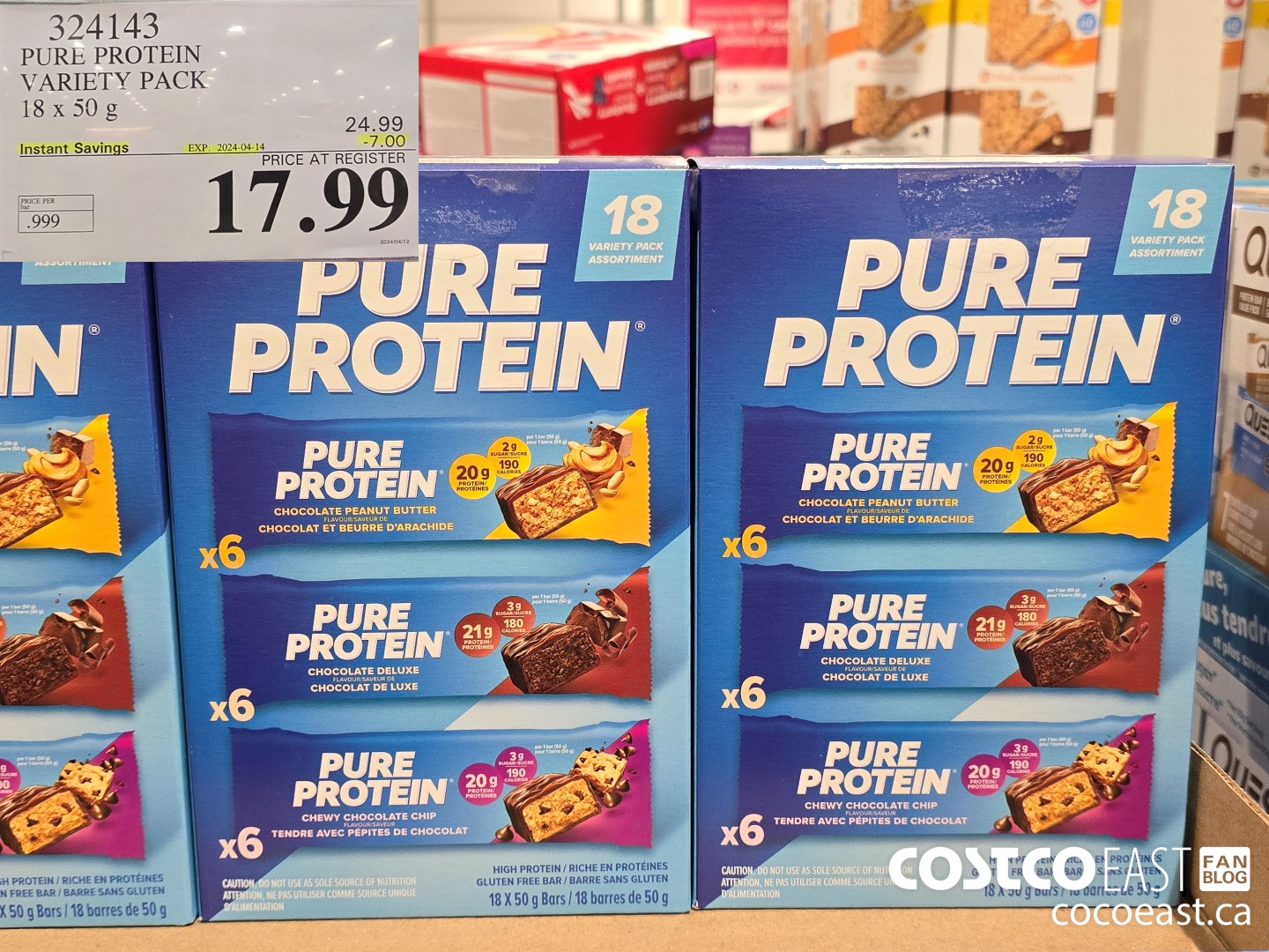 324143 PURE PROTEIN VARIETY PACK 18 x 50 g ($7.00 INSTANT SAVINGS EXPIRES ON 2024-04-14) $17.99