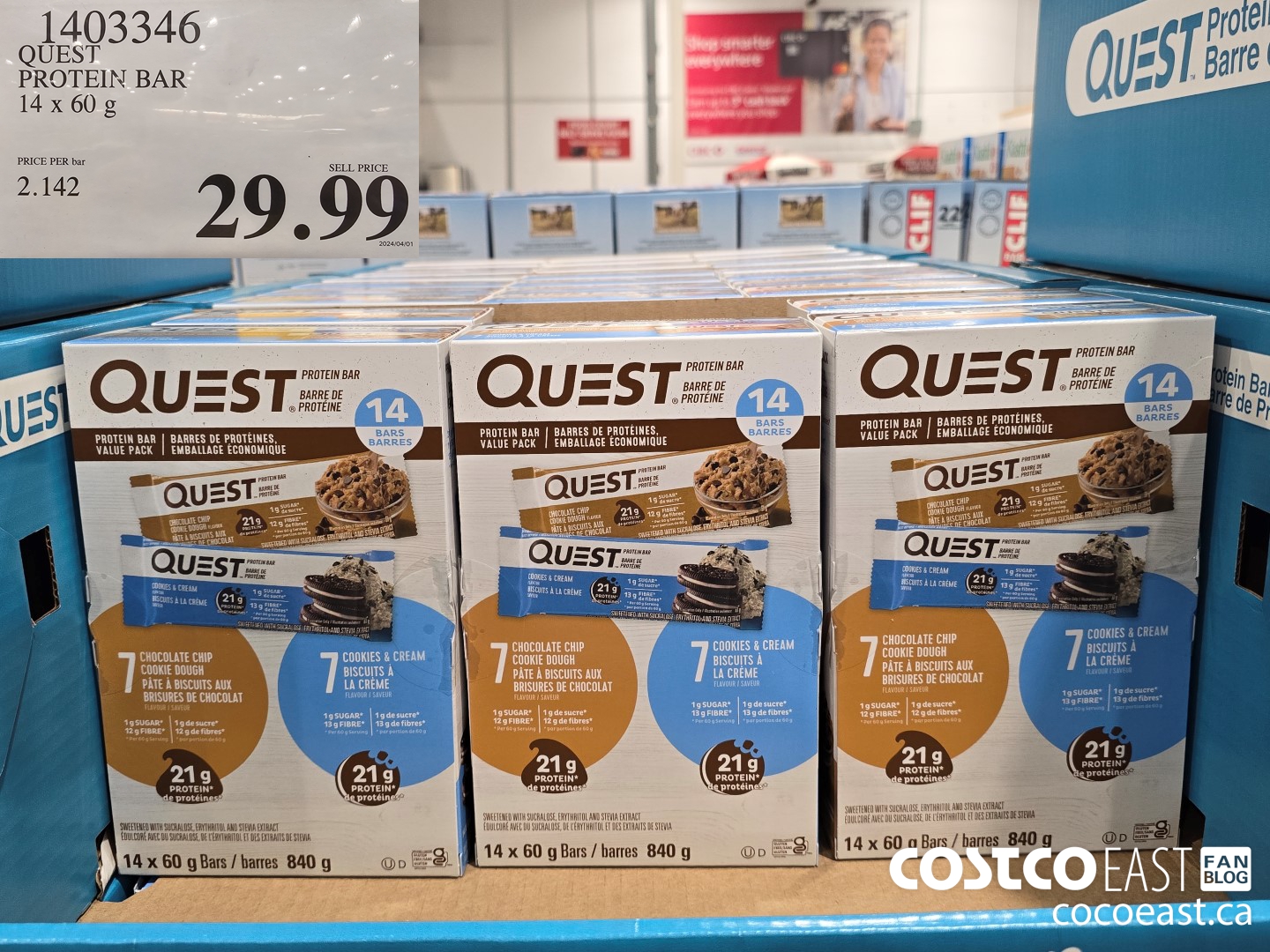 1403346 QUEST PROTEIN BARS 14 X 60G $29.99