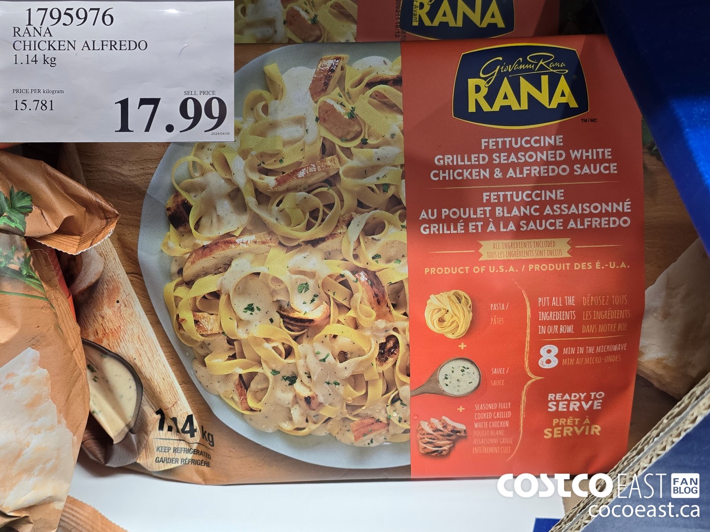 1795976 RANA CHICKEN ALFREDO 1.14 KG $17.99