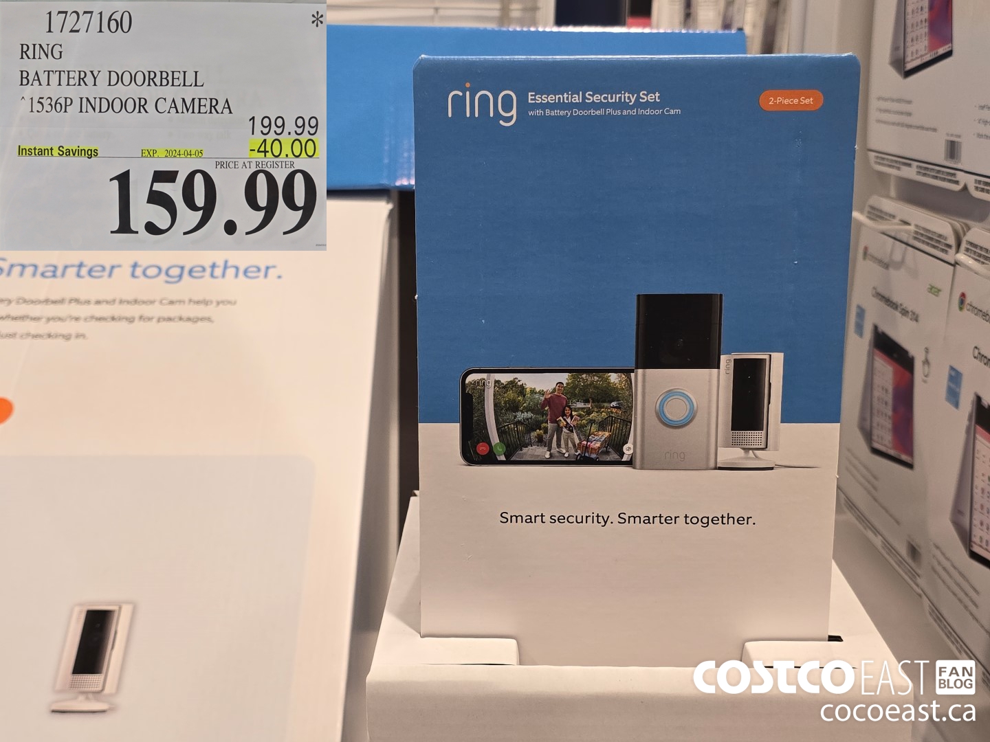 1727160 RING BATTERY DOORBELL 1536P INDOOR CAMERA ($40.00 INSTANT SAVINGS EXPIRES ON 2024-04-05) $159.99