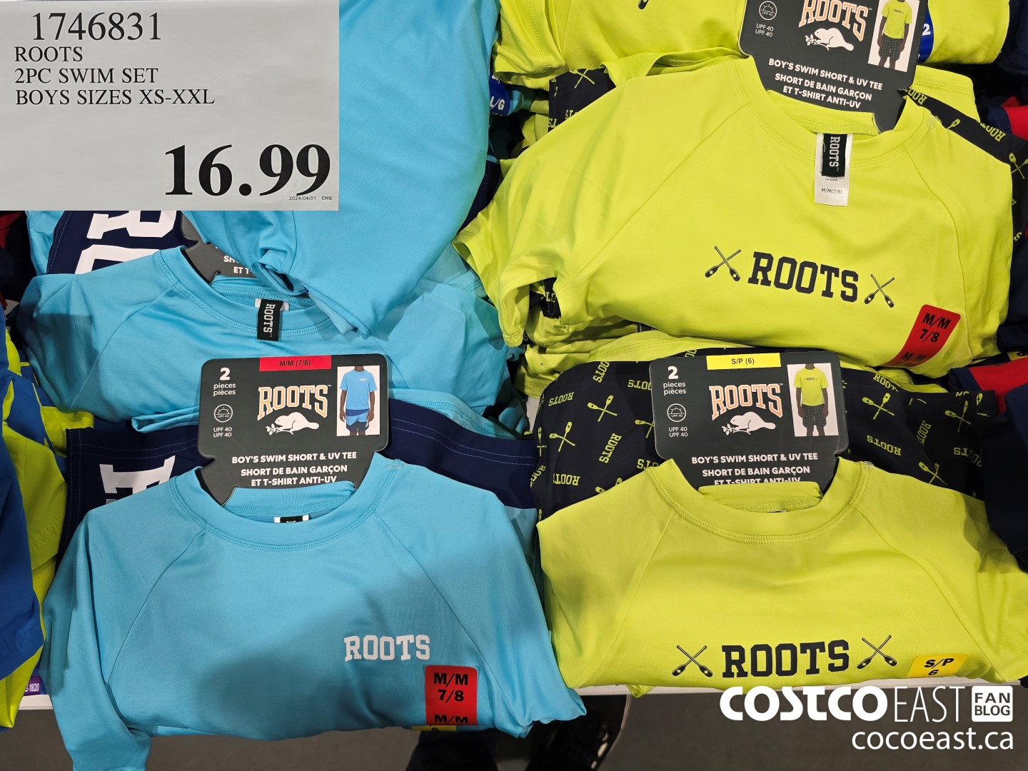 1746831 ROOTS 2PC SWIM SET BOYS SIZES XS-XXL $16.99