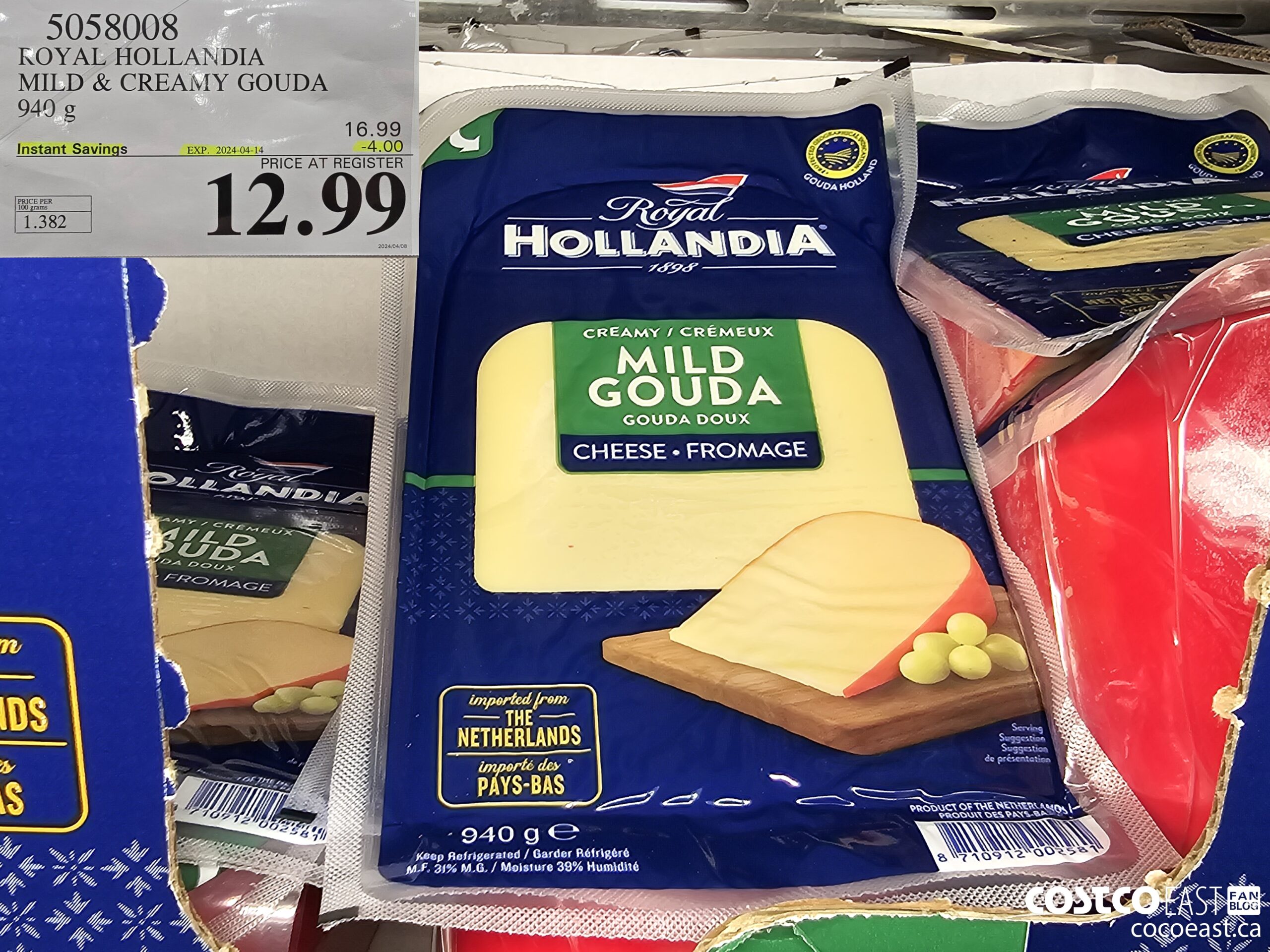 5058008 ROYAL HOLLANDIA MILD & CREAMY GOUDA 940 G ($4.00 INSTANT SAVINGS EXPIRES ON 2024-04-14) $12.99