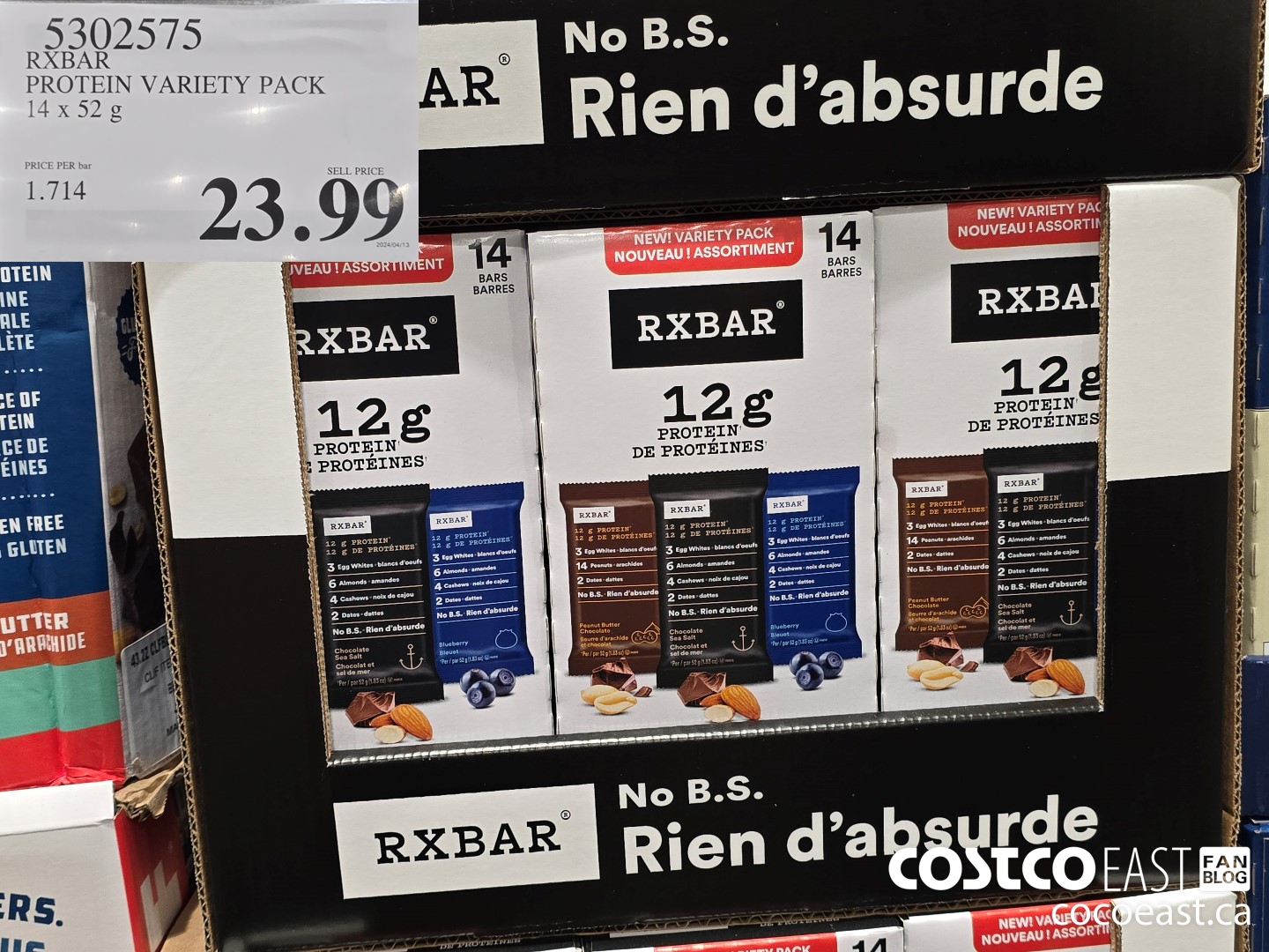 5302575 RXBAR PROTEIN VARIETY PACK 14 x 52 G $23.99