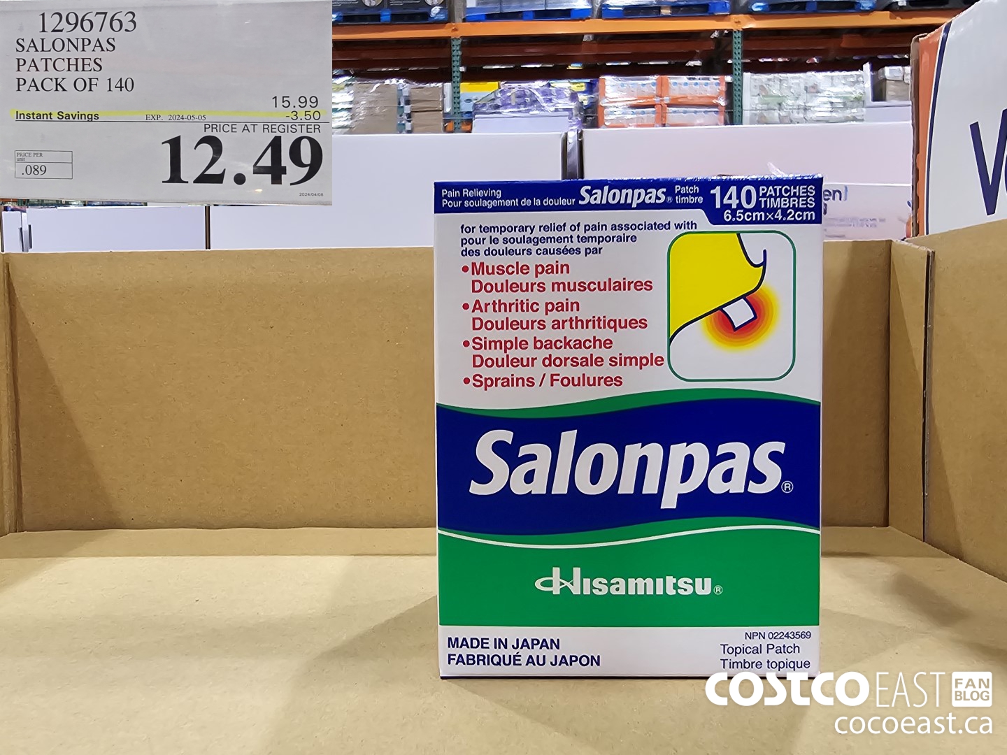 1296763 SALONPAS PATCHES PACK OF 140 ($3.50 INSTANT SAVINGS EXPIRES ON 2024-05-05) $12.49
