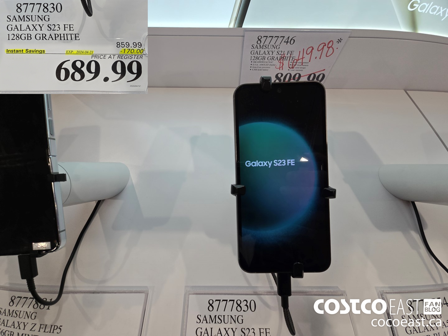 8777830 SAMSUNG GALAXY S23 FE 128GB GRAPHITE ($170.00 INSTANT SAVINGS EXPIRES ON 2024-04-21) $689.99