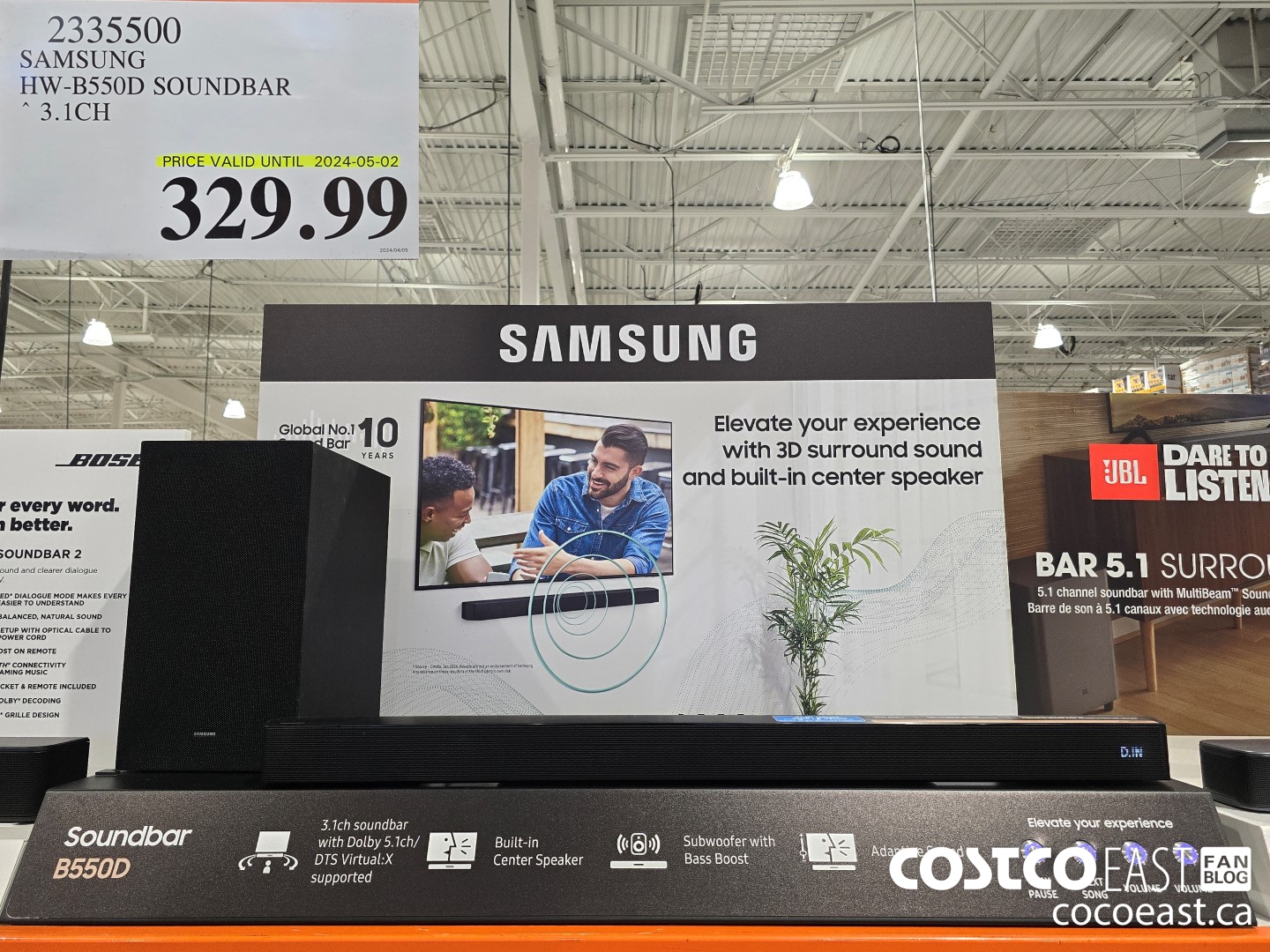 2335500 SAMSUNG HW-B550D SOUNDBAR 3.1 CH $329.99