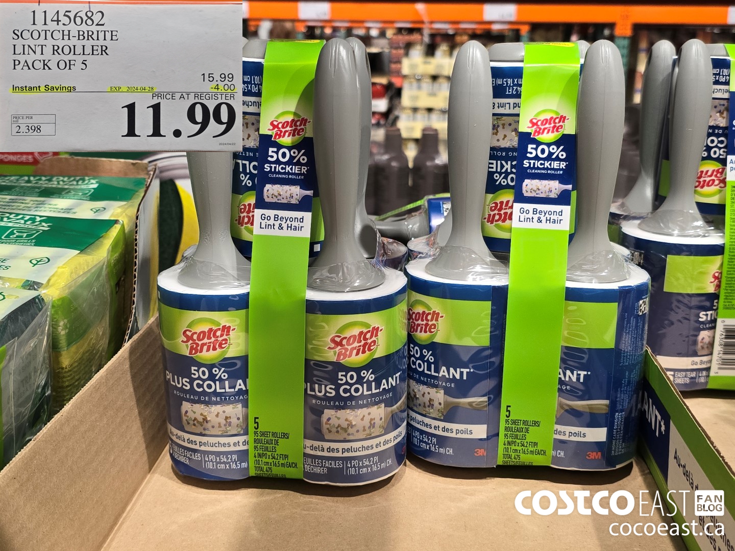 1145682 SCOTCH-BRITE LINT ROLLER PACK OF 5 ($4.00 INSTANT SAVINGS EXPIRES ON 2024-04-28) $11.99