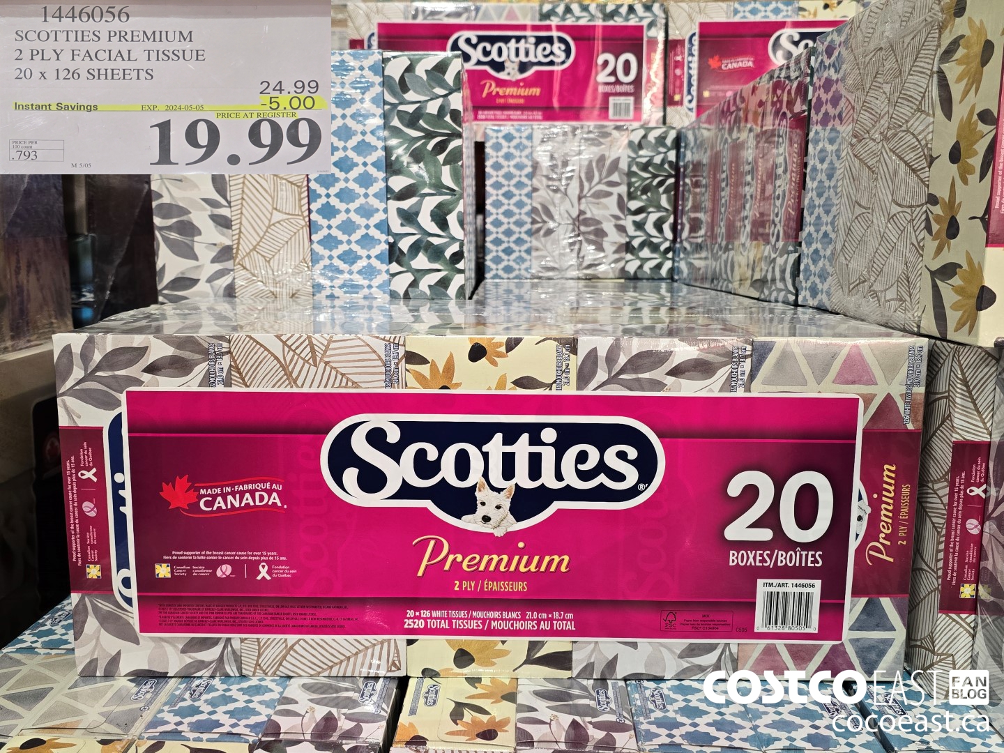 1446056 SCOTTIE PREMIUM 2 PLY FACIAL TISSUES 20 x 126 sheets ($5.00 INSTANT SAVINGS EXPIRES ON 2024-05-05) $19.99