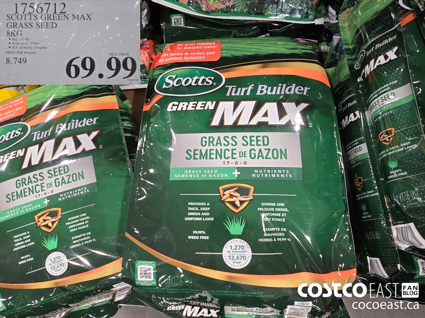 1756712 SCOTTS GREEN MAX GRASS SEED 8KG $69.99