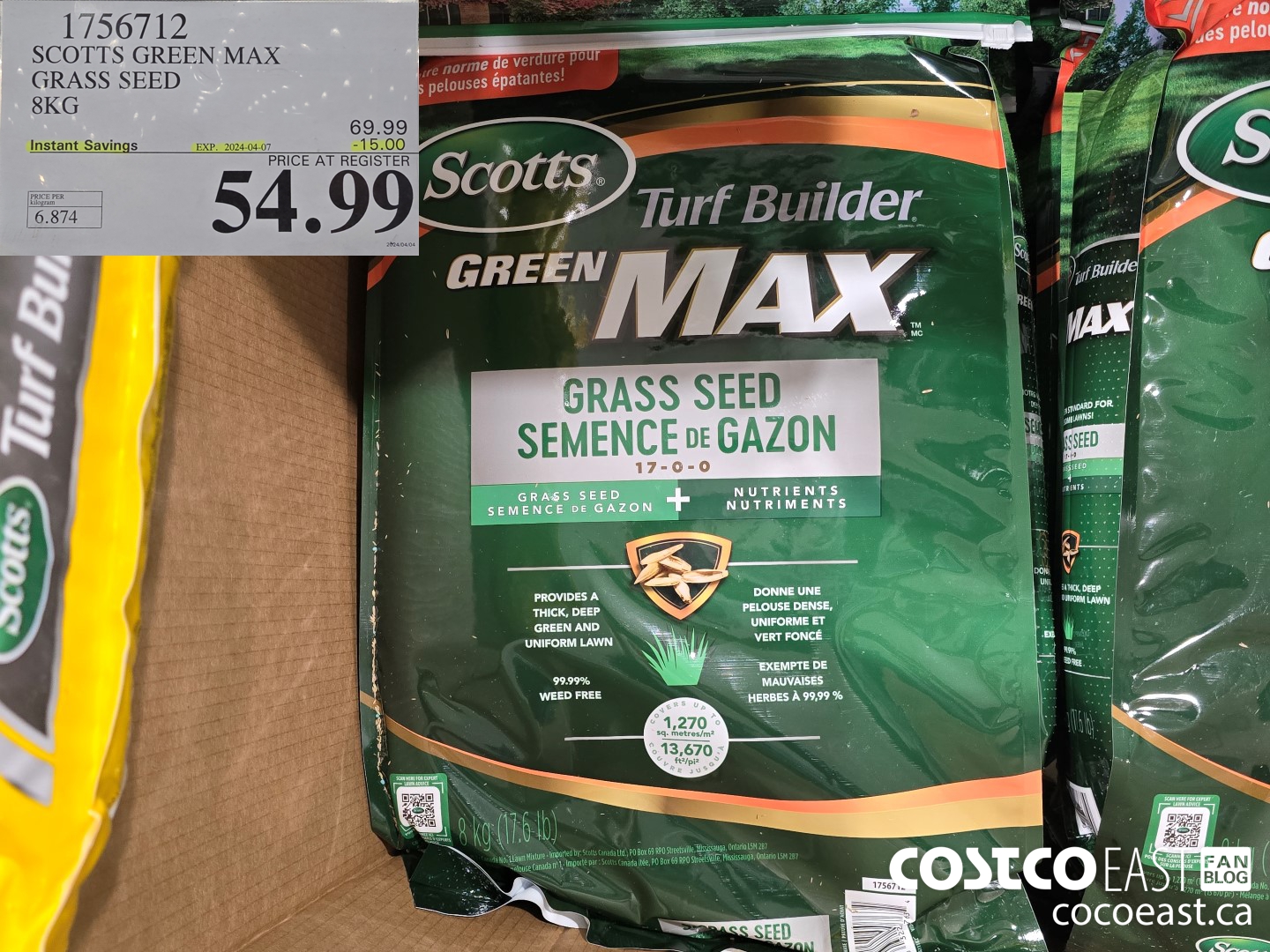 1756712 SCOTTS GREEN MAX GRASS SEED 8KG ($15.00 INSTANT SAVINGS EXPIRES ON 2024-04-07) $54.99