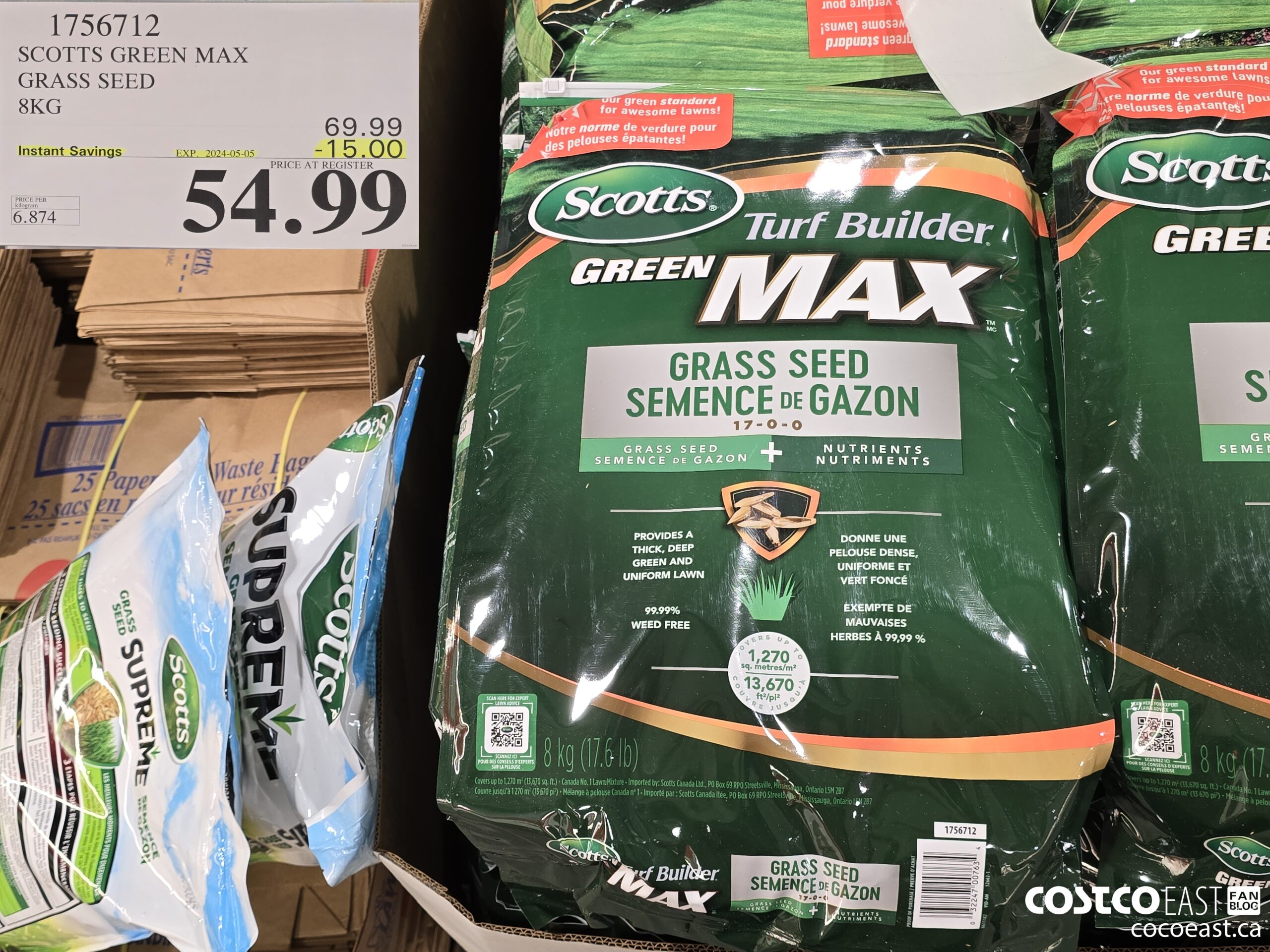 1756712 SCOTTS GREEN MAX GRASS SEED 8KG ($15.00 INSTANT SAVINGS EXPIRES ON 2024-05-05) $54.99