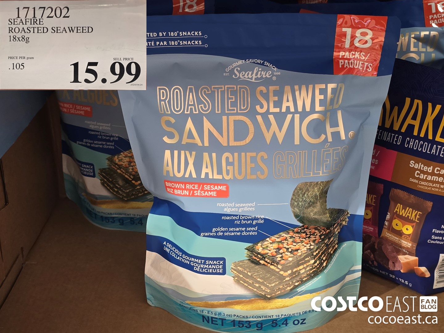 1717202 SEAFIRE ROASTED SEAWEED 18 x 8G $15.99