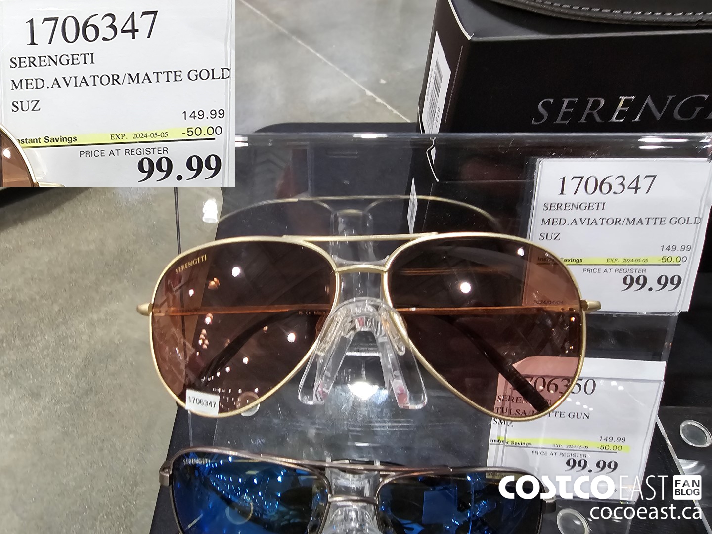 1706347 SERENGETI MED.AVIATOR/MATTE GOLD SUZ ($50.00 INSTANT SAVINGS EXPIRES ON 2024-05-05) $99.99