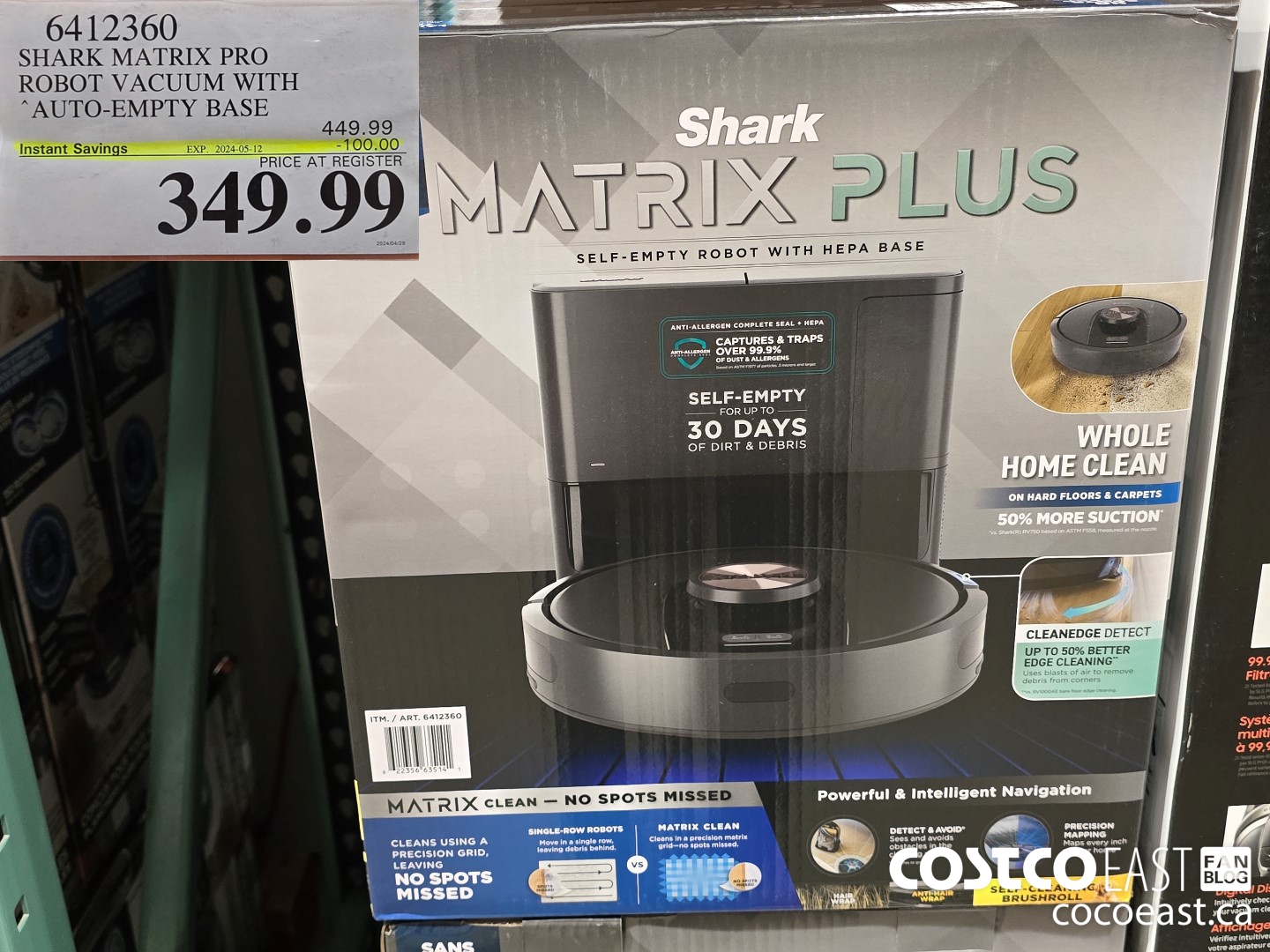 6412360 SHARK MATRIX PRO ROBOT VACUUM WITH AUTO-EMPTY BASE ($100.00 INSTANT SAVINGS EXPIRES ON 2024-05-12) $349.99
