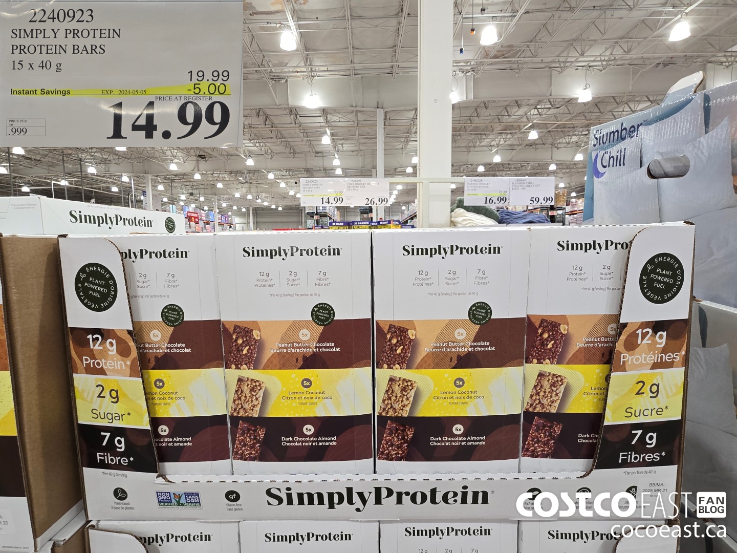 2240923 SIMPLY PROTEIN PROTEIN BARS 15 x 40 g ($5.00 INSTANT SAVINGS EXPIRES ON 2024-05-05) $14.99