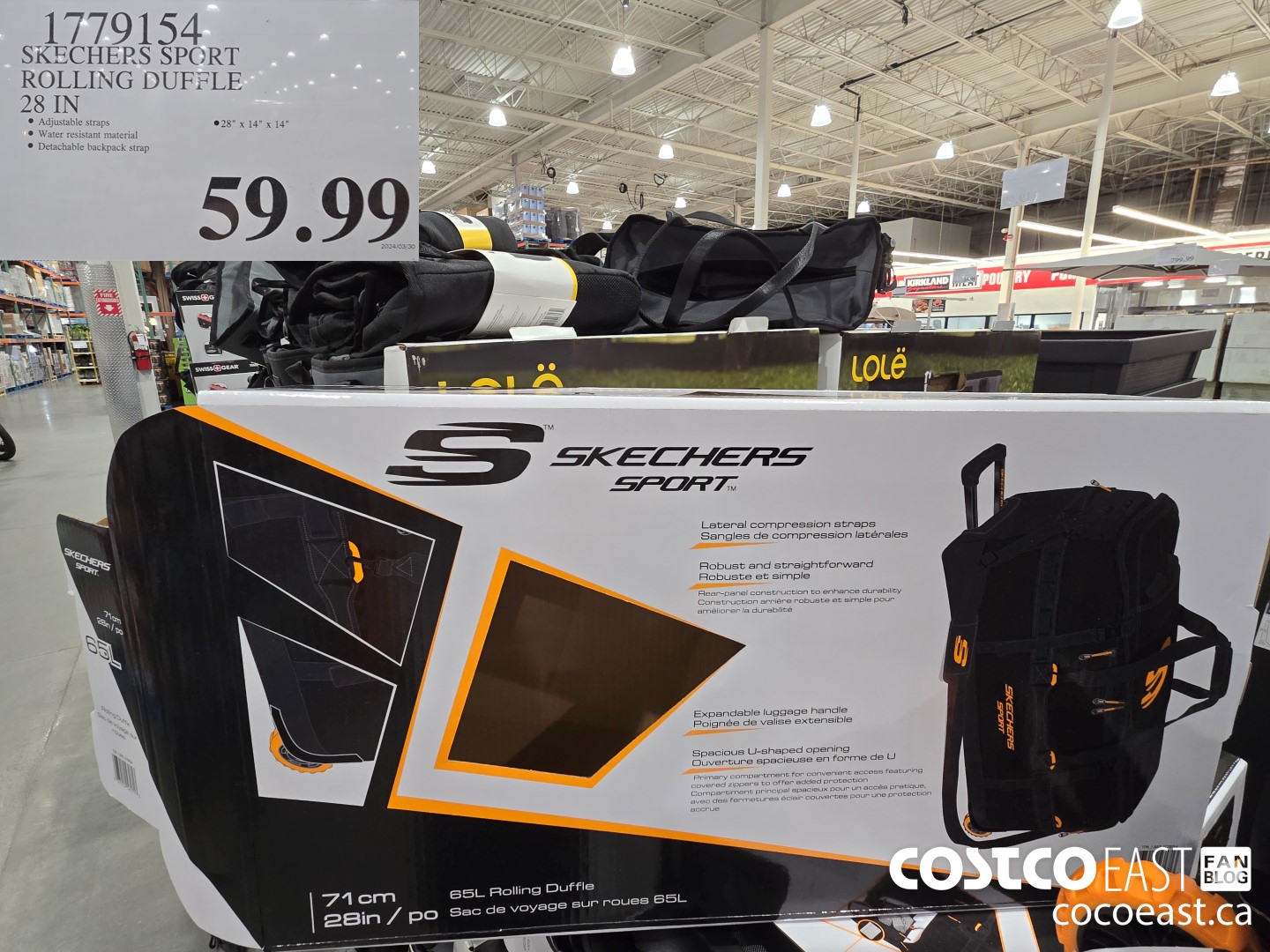 1779154 SKECHERS SPORT ROLLING DUFFLE 28 IN $59.99