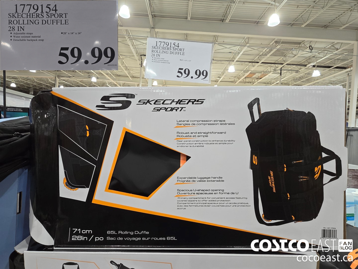 1779154 SKECHERS SPORT ROLLING DUFFLE 28 IN $59.99