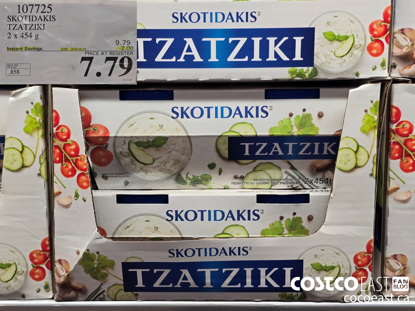 107725 SKOTIDAKIS TZATZIKI 2 X 454 G ($2.00 INSTANT SAVINGS EXPIRES ON 2024-05-05) $7.79