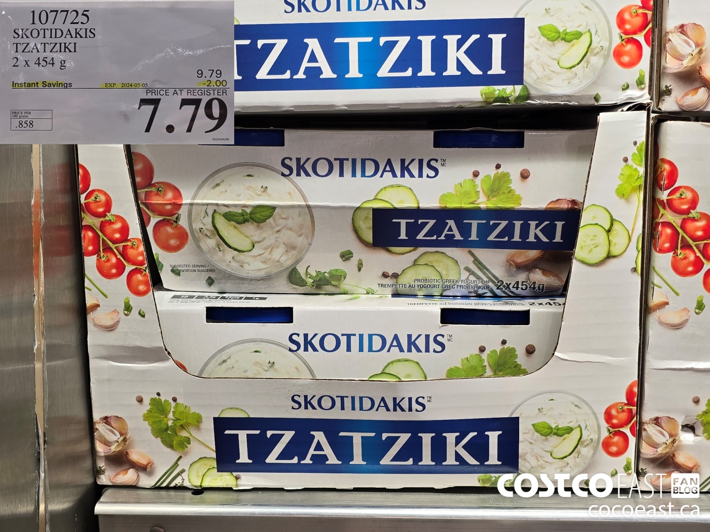 107725 SKOTIDAKIS TZATZIKI 2 X 454 G ($2.00 INSTANT SAVINGS EXPIRES ON 2024-05-05) $7.79