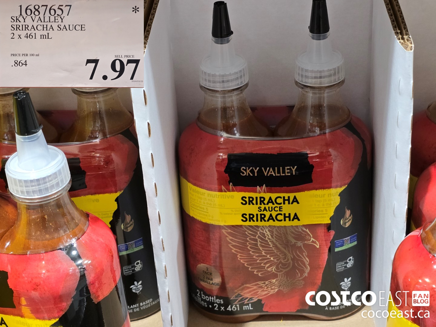 1687657 SKY VALLEY SRIRACHA SAUCE 2 x 461 mL $7.97