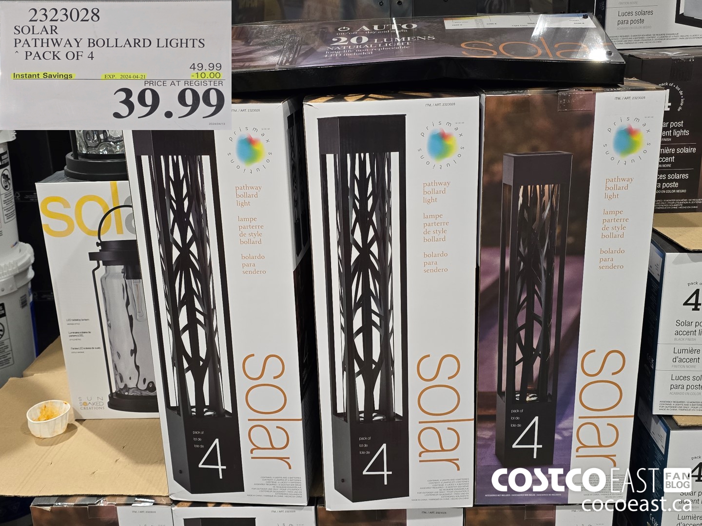 2323028 SOLAR PATHWAY BOLLARD LIGHTS PACK OF 4 ($10.00 INSTANT SAVINGS EXPIRES ON 2024-04-21) $39.99