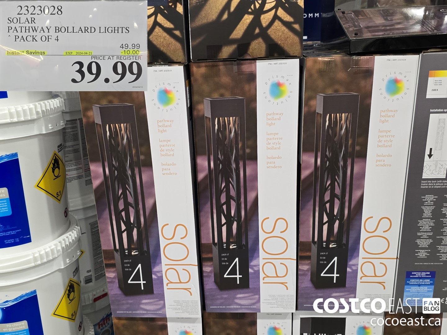 2323028 SOLAR PATHWAY BOLLARD LIGHTS PACK OF 4 ($10.00 INSTANT SAVINGS EXPIRES ON 2024-04-21) $39.99